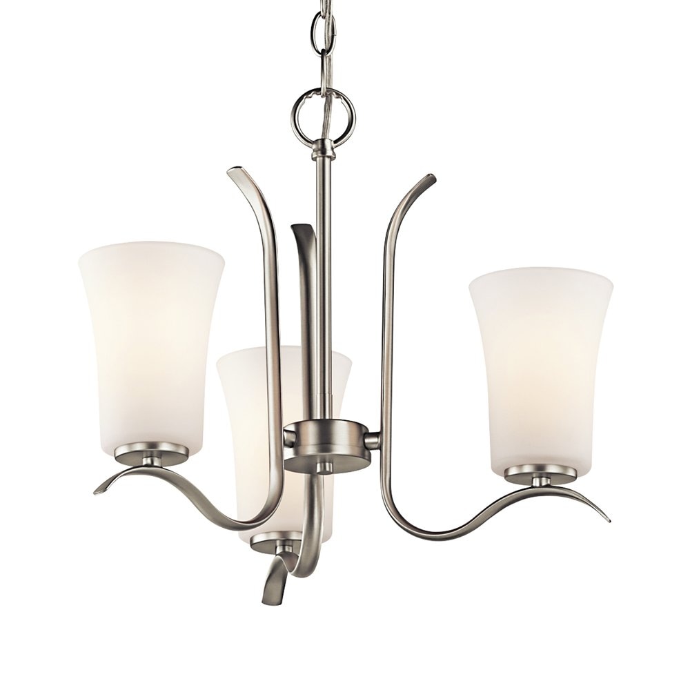 Kichler 43073NI Armida 3 -Light Brushed Nickel Transitional For Use in Bedrooms, Dining Rooms, Foyers, Kitchens, Living Rooms Chandelier