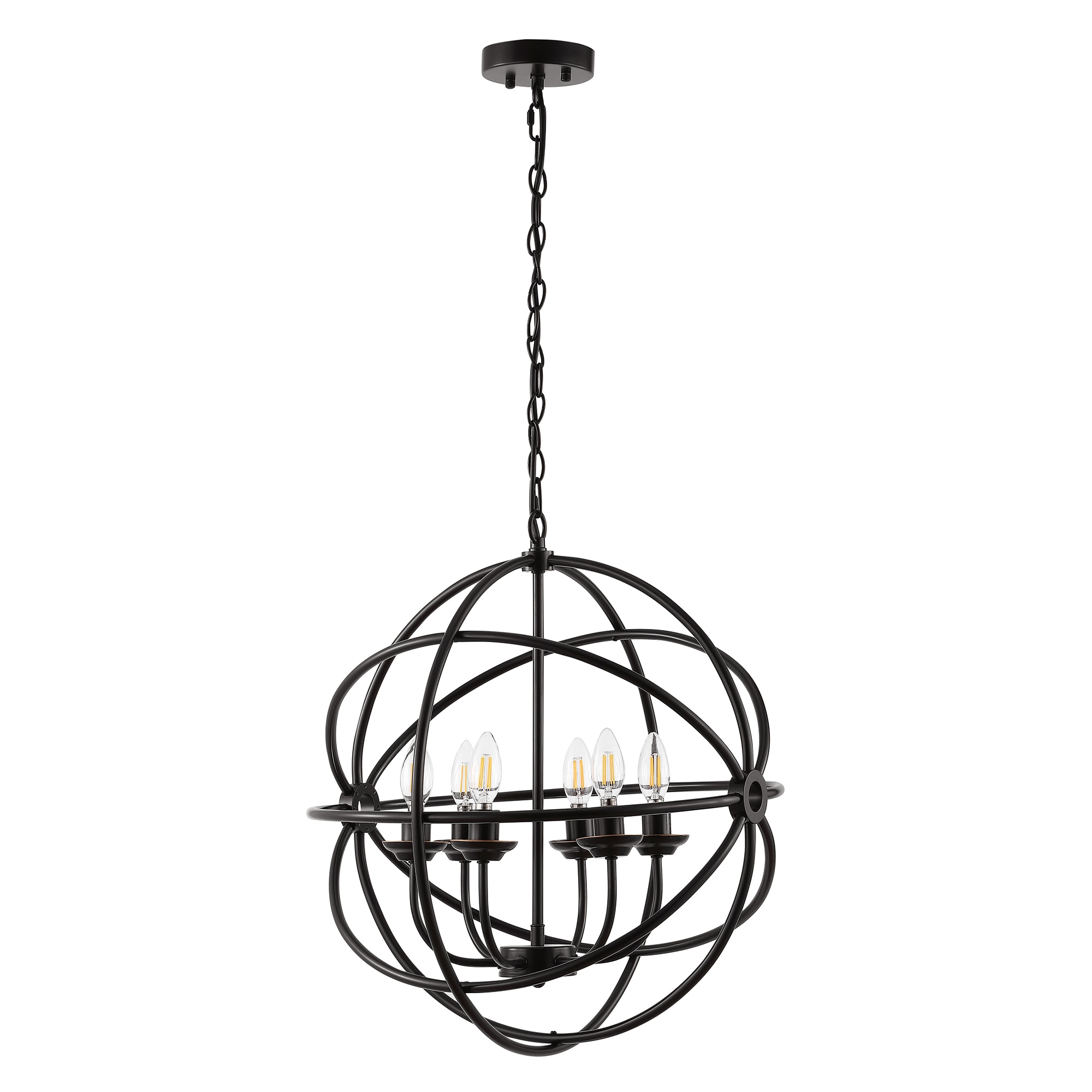 GETLEDEL Globe Chandelier 1-Light Oil Bronze Industrial LED Dry Rated ...