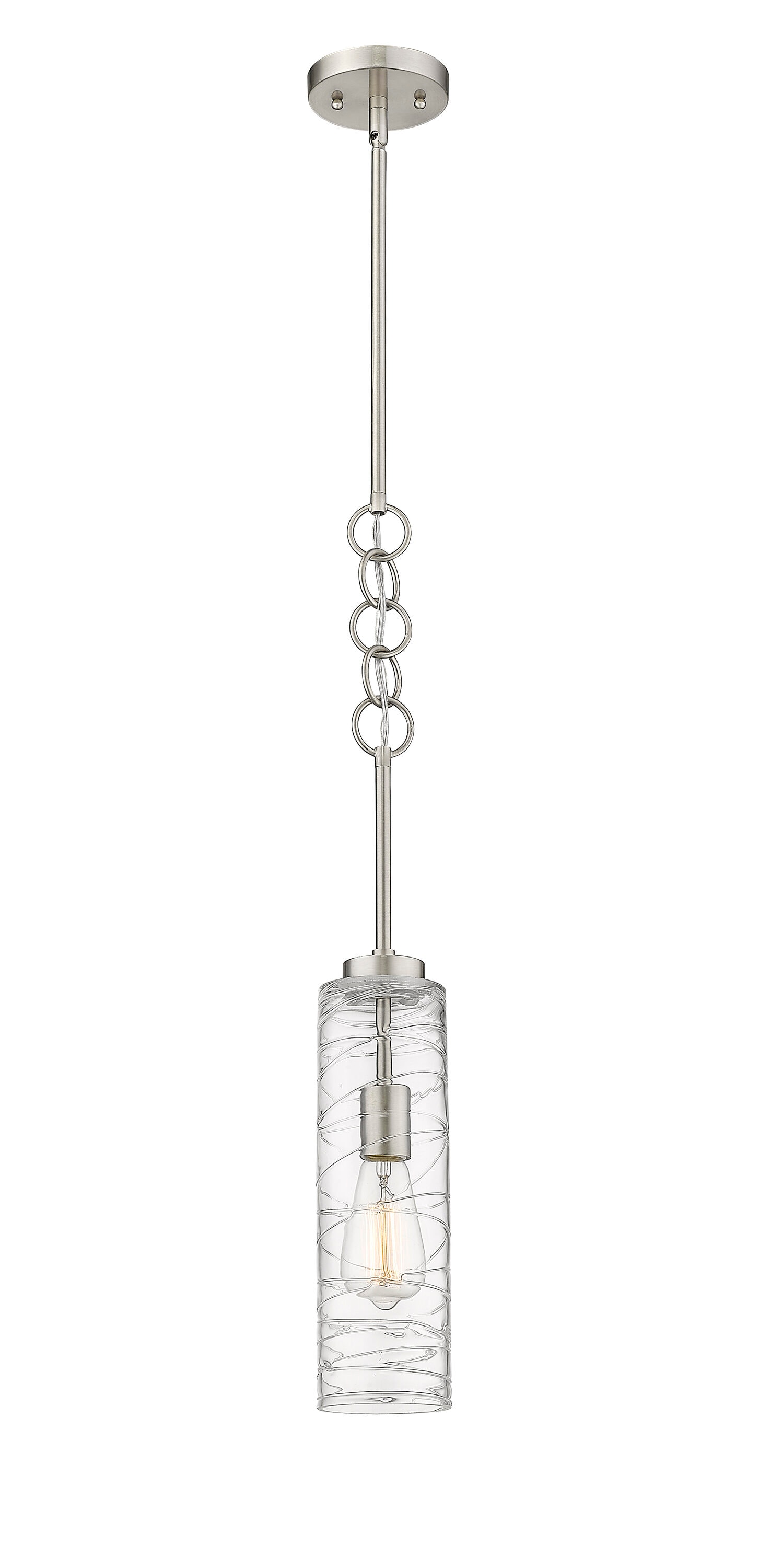 Innovations Lighting 380-1S-SN-G381-4CL Wexford Brushed Satin Nickel Traditional Clear glass Cylinder Medium Hanging Pendant light