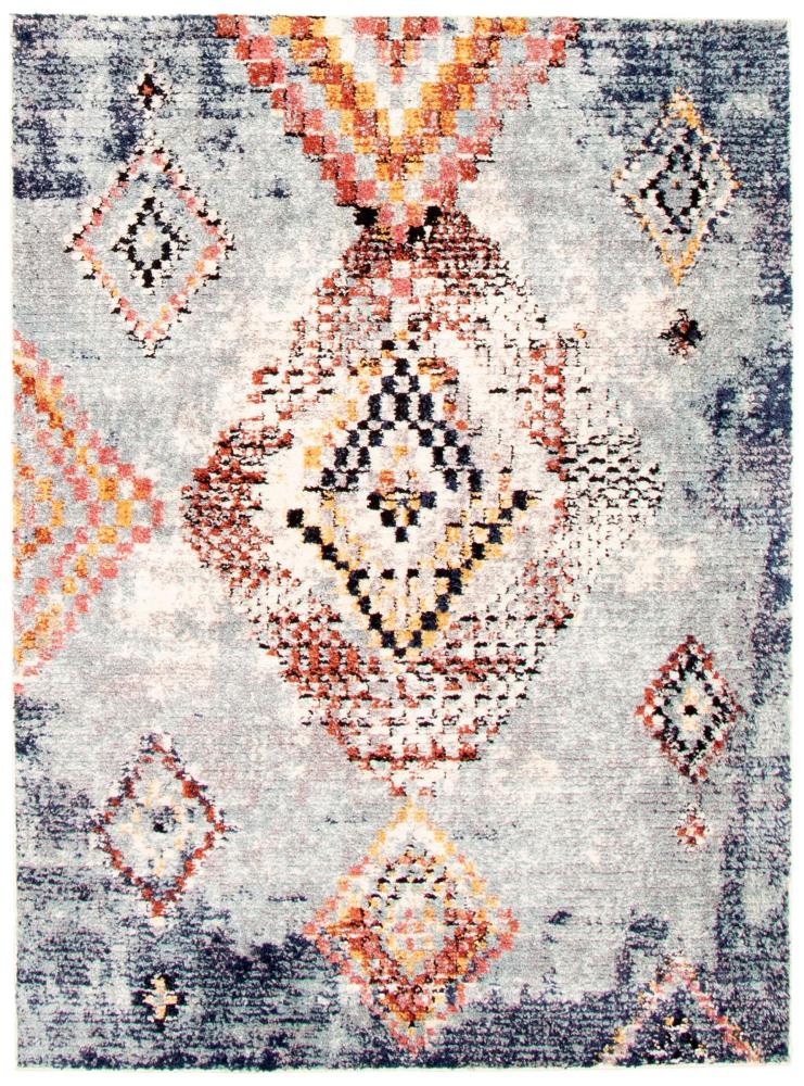 ECARPETGALLERY 324556 Morocco Mosaique 7 x 10 (ft) Loomed Polypropylene Light blue Rectangular Indoor Geometric Moroccan Area rug