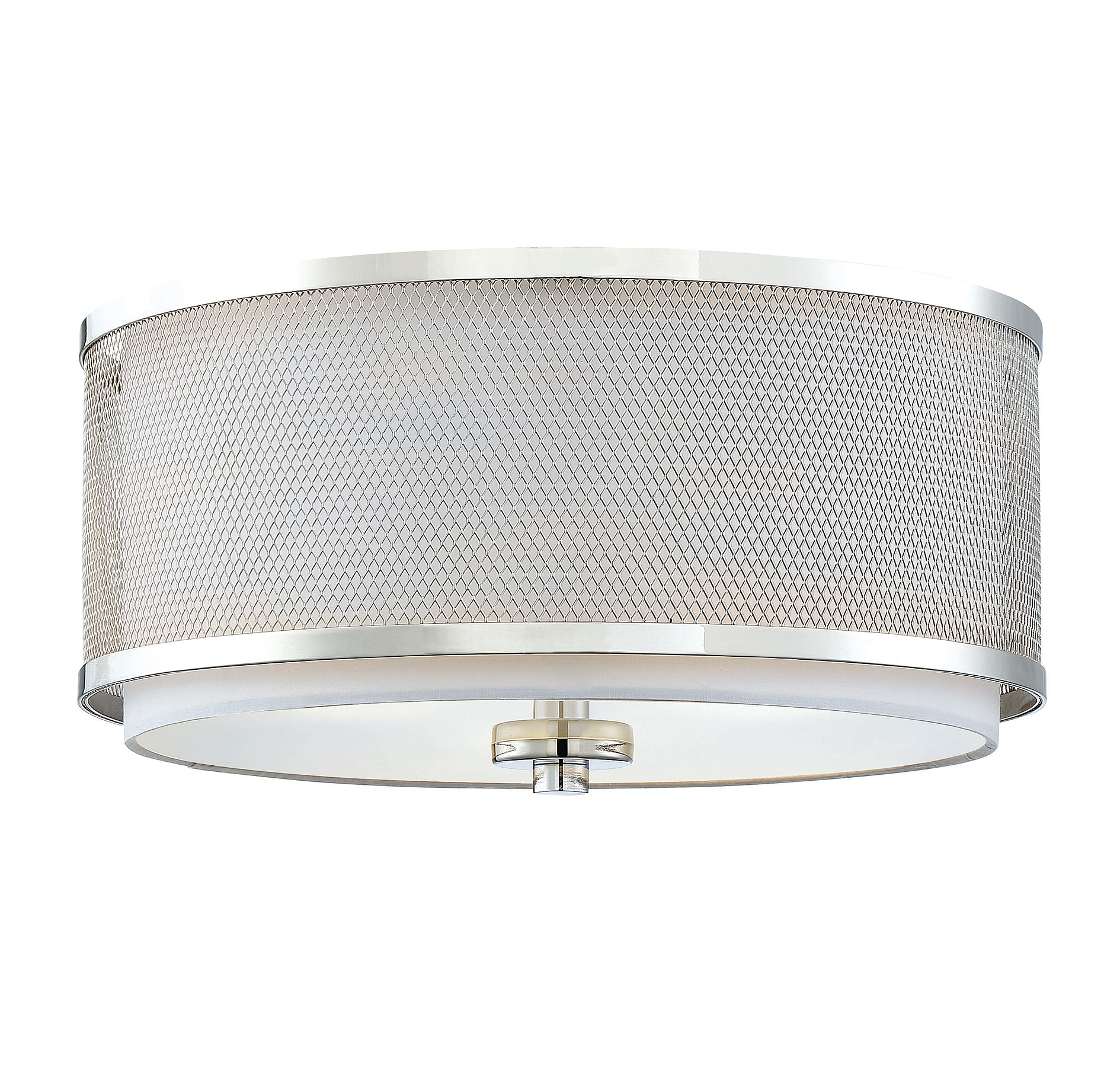 Meridian Lite Trends M60018PN Meridian 3 -Light 14.75-in Nickel Flush Mount Light