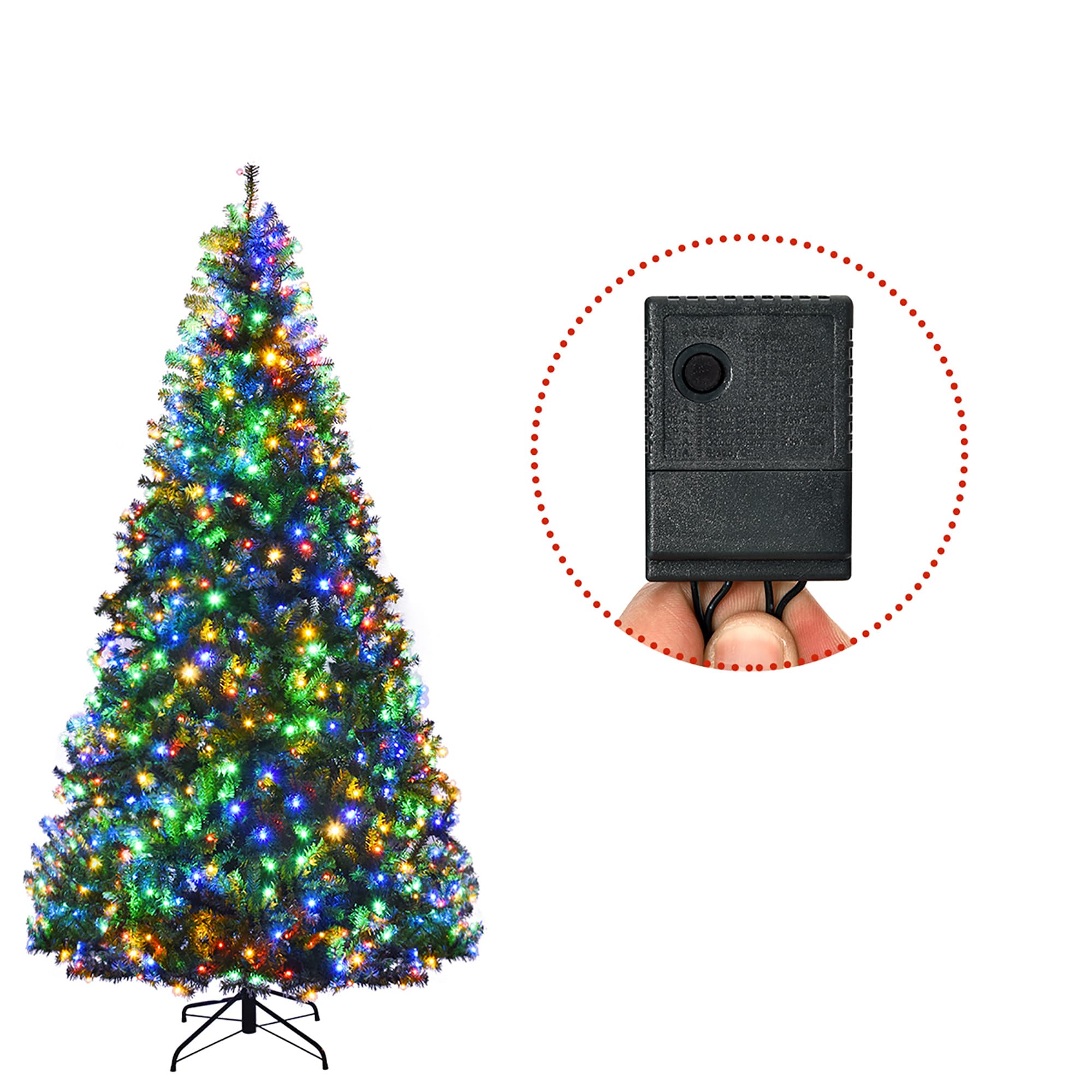  Goplus 8ft Pre-lit Artificial Christmas Tree, Hinged Remote  Control Xmas Tree w/ 9 Lighting Modes & 600 Color Changing LED Lights,  Residential and Commercial Decoration for Indoor, Holiday Festival : Home