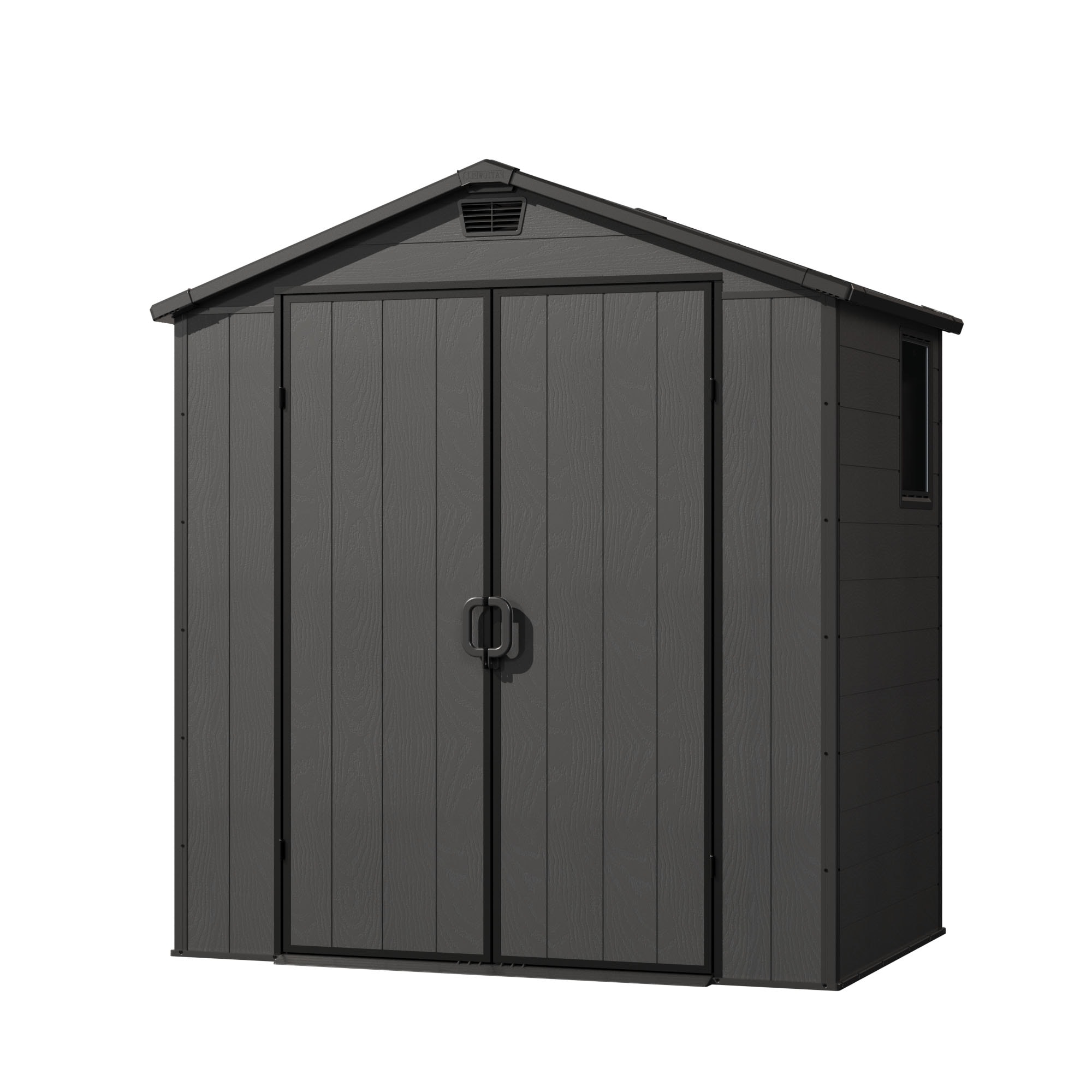 Patiowell WES-EN64-DGY 6-ft x 4-ft Black Gable Resin Storage Shed (Floor Included)