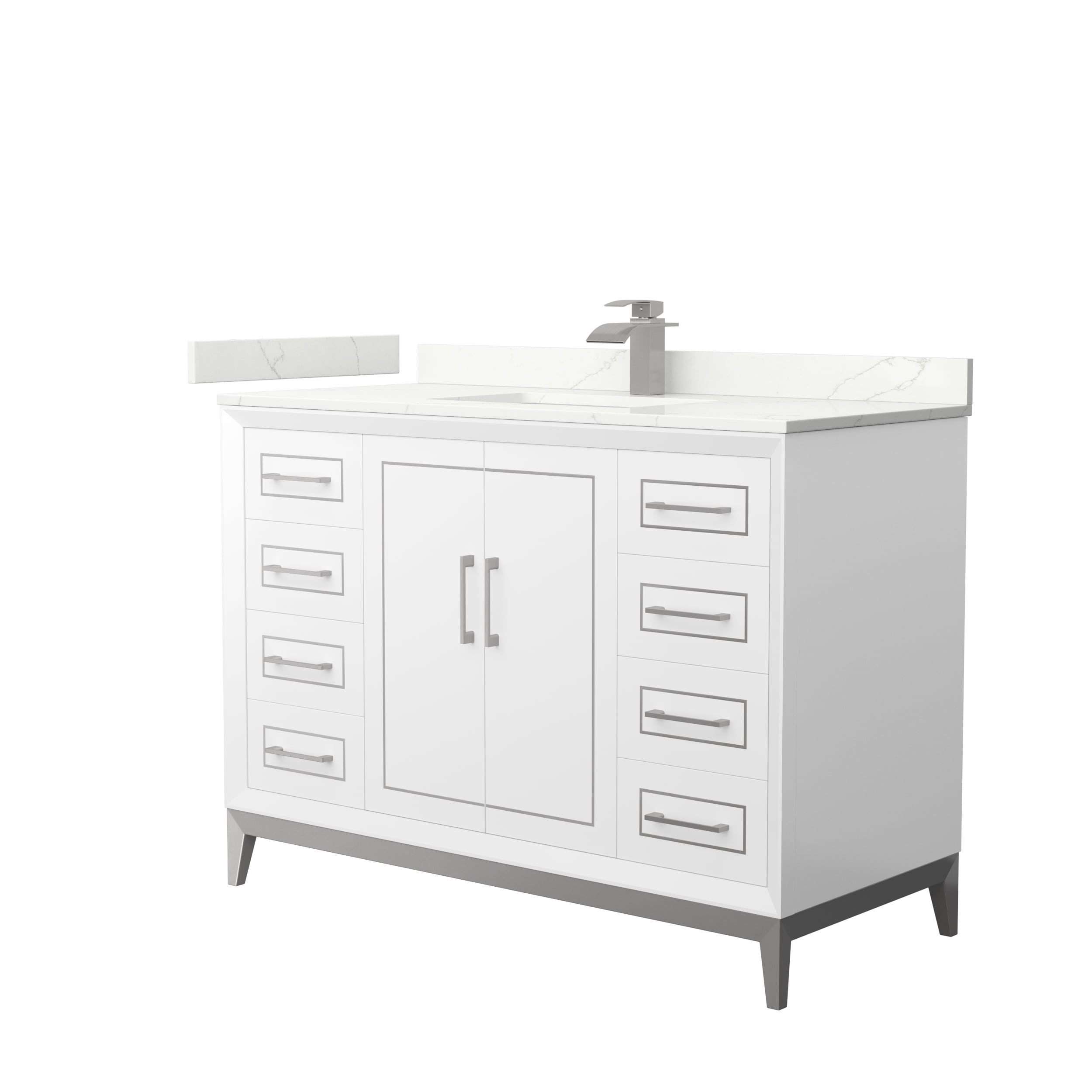 Wyndham Collection WCH515148SWHGTUNSMXX Marlena 48-in White Undermount Single Sink Bathroom Vanity with Giotto Quartz Top