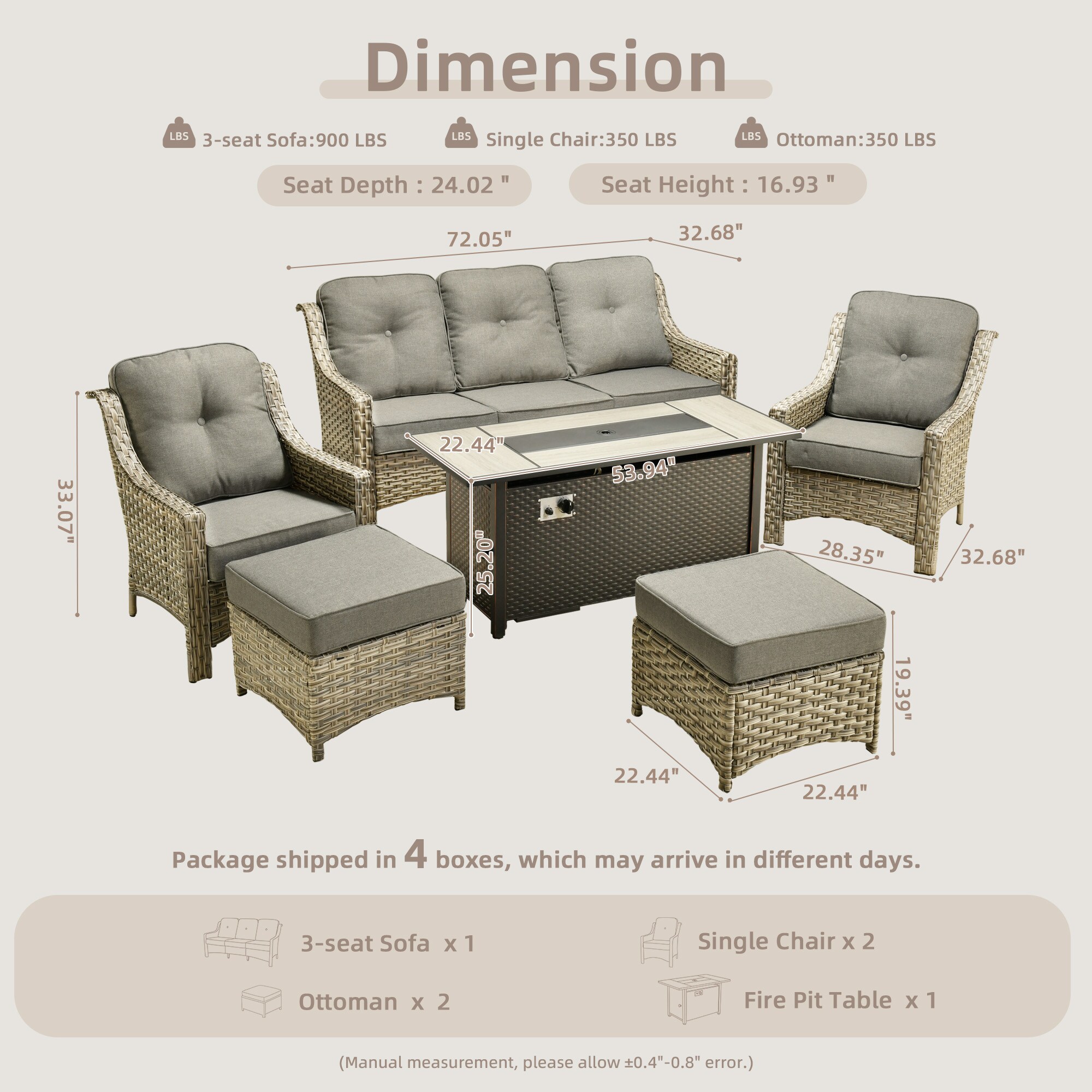 weaxty HMBCFP8503-PAD206 Patio-Conversation-Sets - View #7
