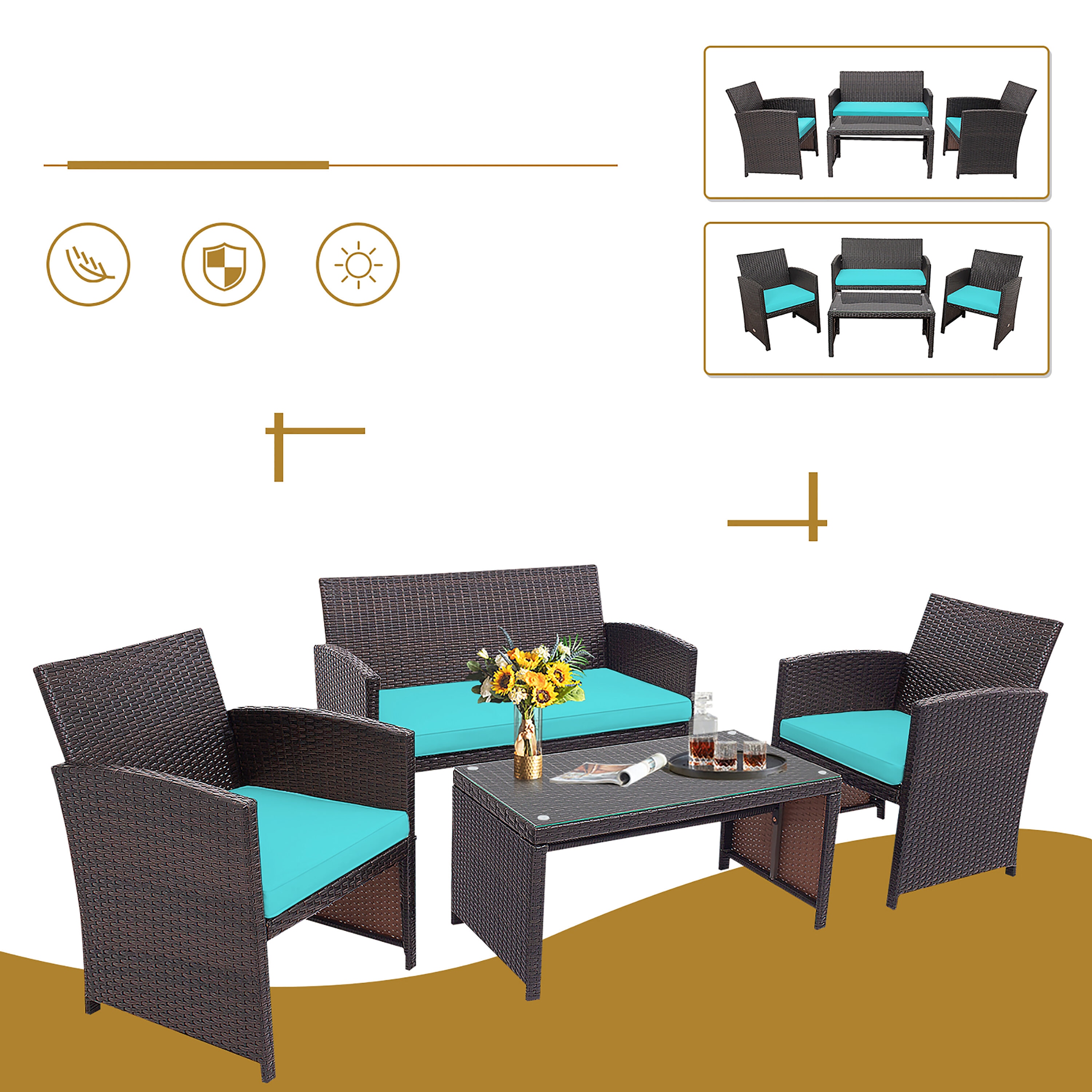 Costway HW67934TU Patio-Conversation-Sets - View #4