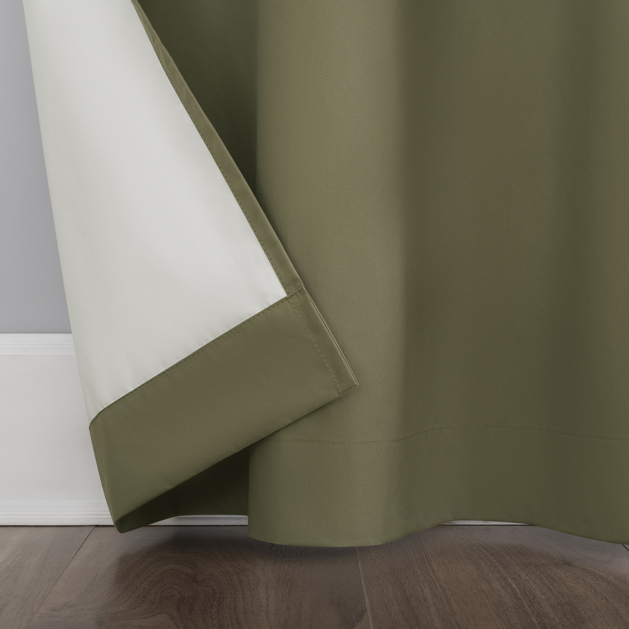 Olive Green Blackout Thermal Back Tab Curtain Panel