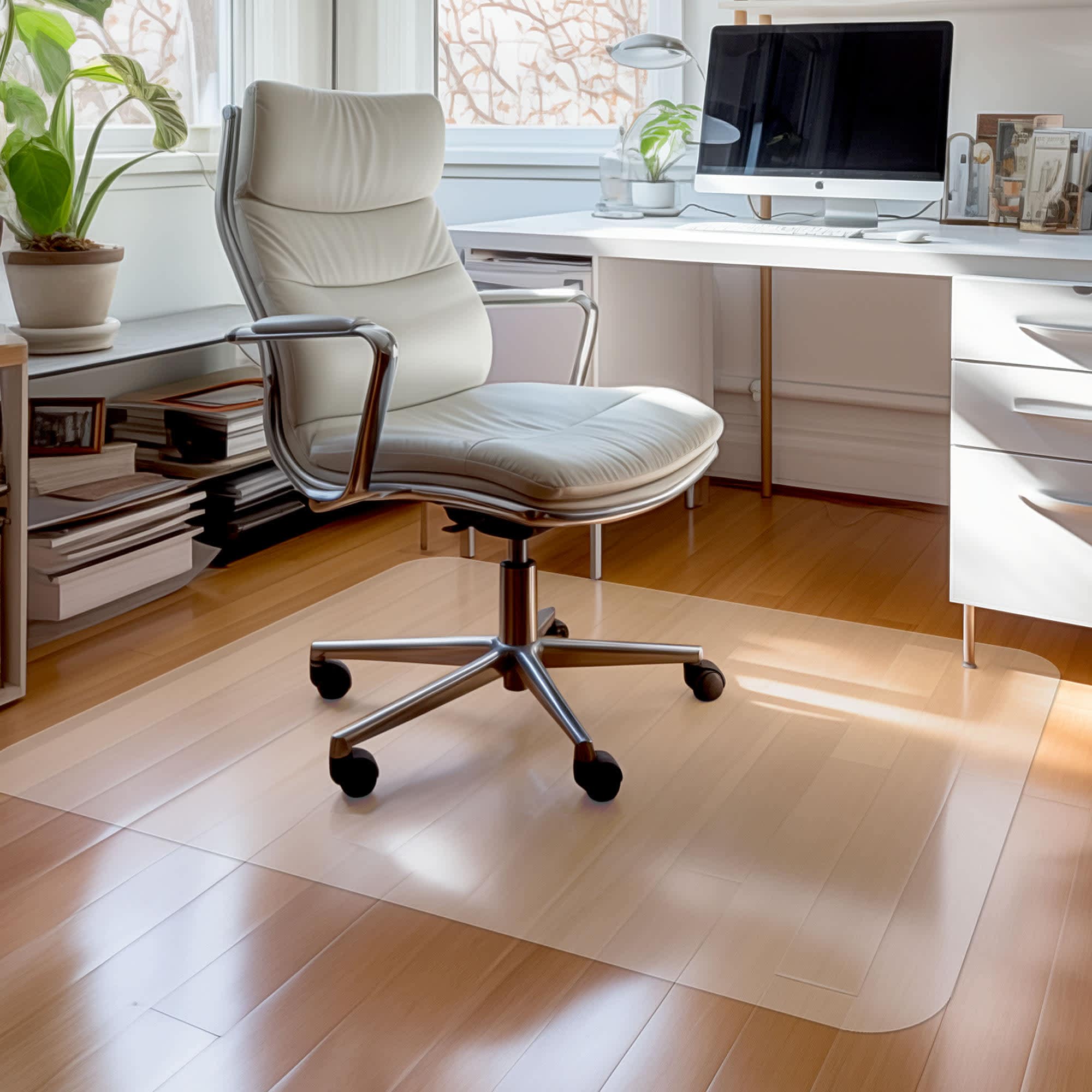 Yescom 06FMT002-4836R-08-LO Clear Office Chair Mat for Hardwood 48 x 36 Rectangle PVC Floor Protector for Rolling Desk Chairs 1.5mm Thickness