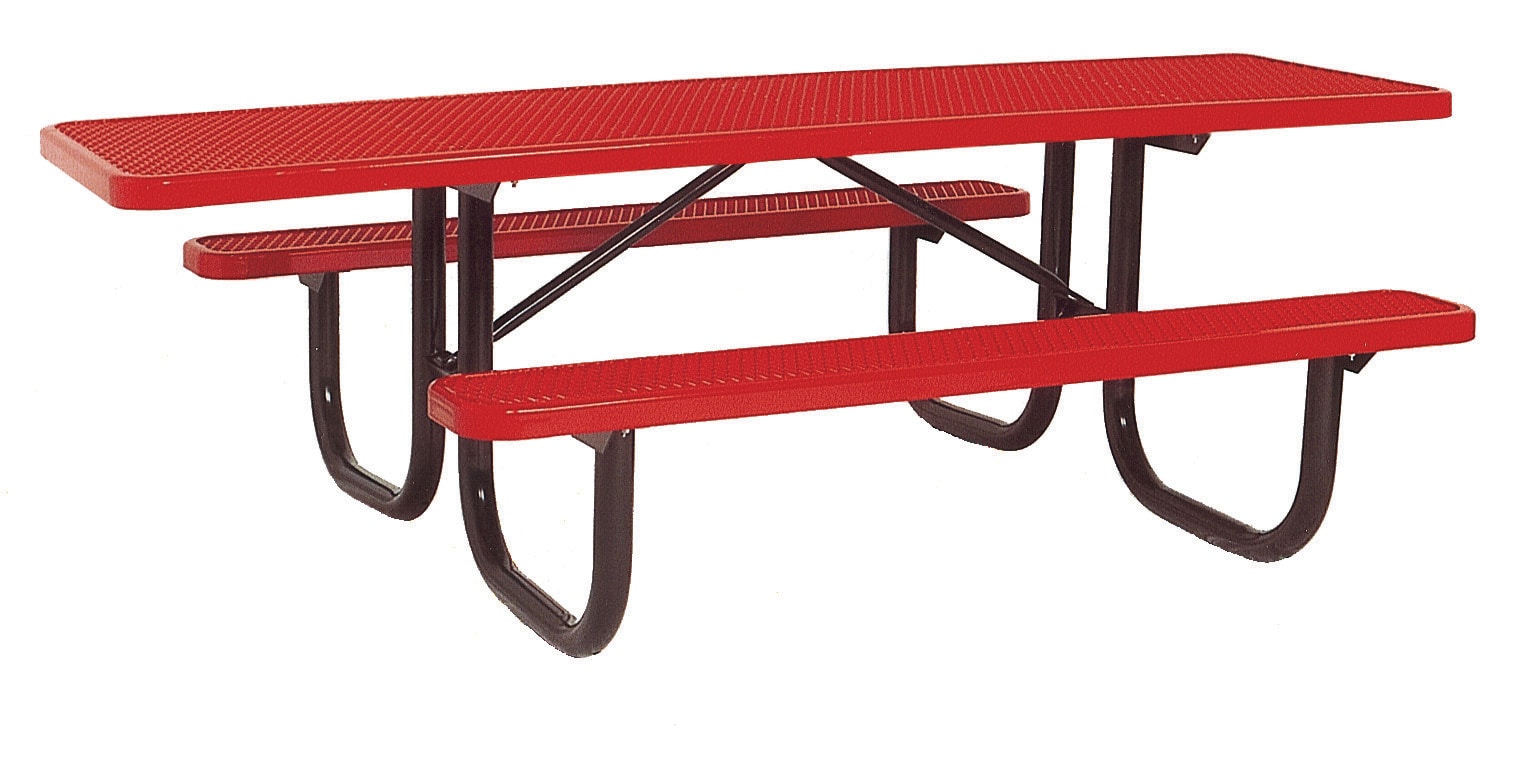 UltraPlay 96-in Red Steel Rectangle Picnic Table in the Picnic Tables ...