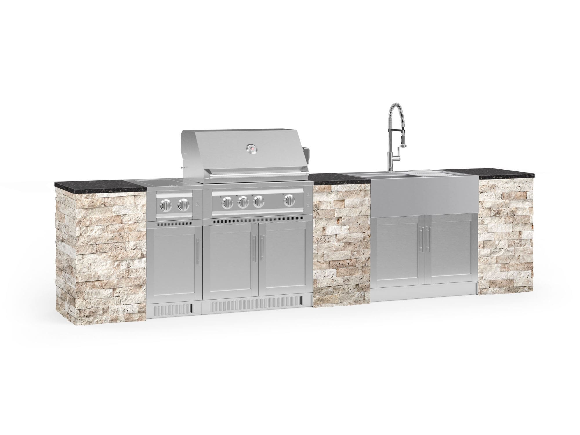 NewAge Products 69217 Signature Series Cabinets Platinum Grill 11 -Piece 142.16-in W x 25.5-in D x 58.64-in H Modular Outdoor Kitchen Set 6 Burners