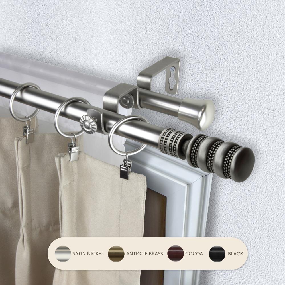 Hart & Harlow L4709-285 13/16-in Debra 28-in to 48-in Satin nickel Steel Double curtain rod with Finials