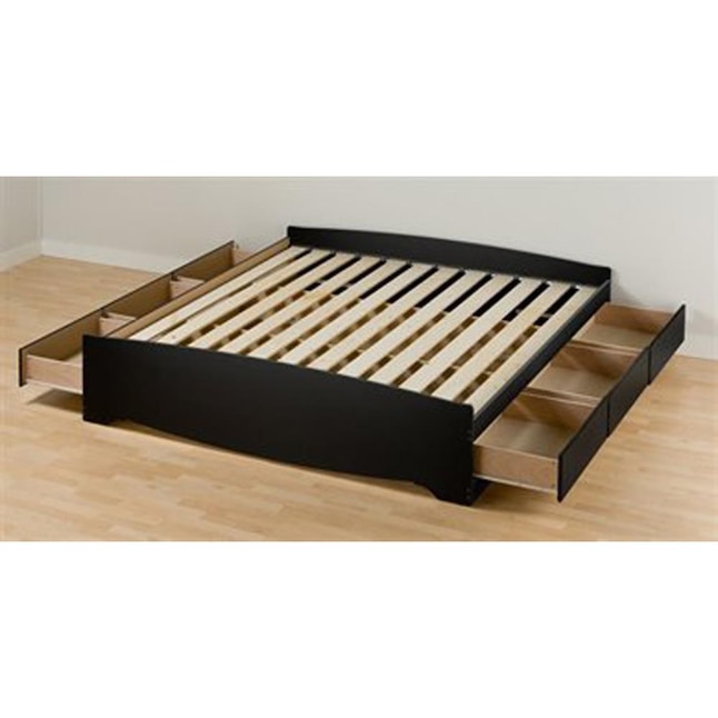 Black King Platform Bed With Storage, Black King Bed Frame With Storage And Headboard