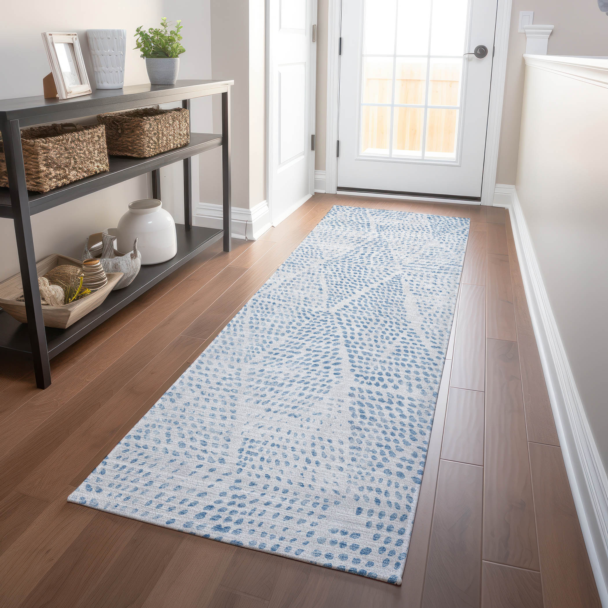 Addison Rugs ACN591DN2X8 Chantille ACN591DN 2 x 7 (ft) Polyester Denim Rectangular Indoor/Outdoor Geometric Moroccan Machine washable Runner rug