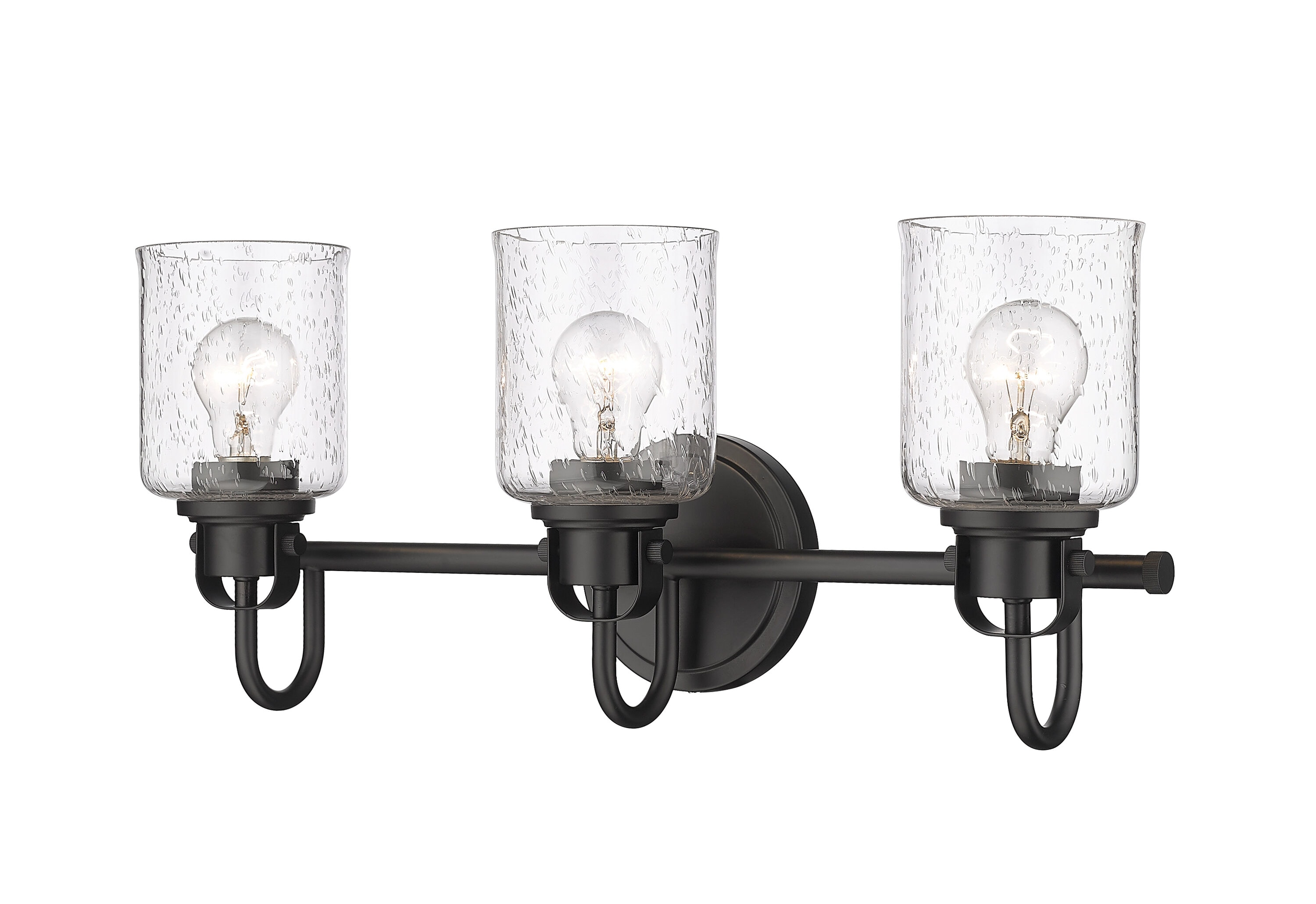 Matte Black Industrial 3-Light Steel Vanity Fixture