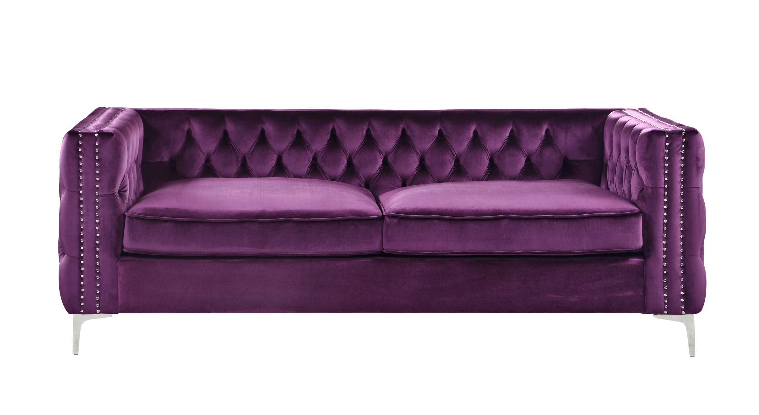 Chic Home Design Da Vinci 85-in Modern Purple Velvet 2-seater Sofa at ...