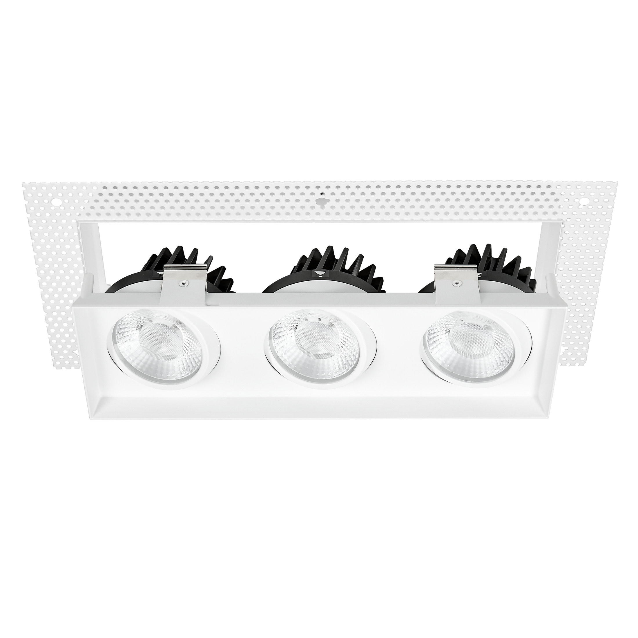White Aluminum 3-Head LED Recessed Downlight