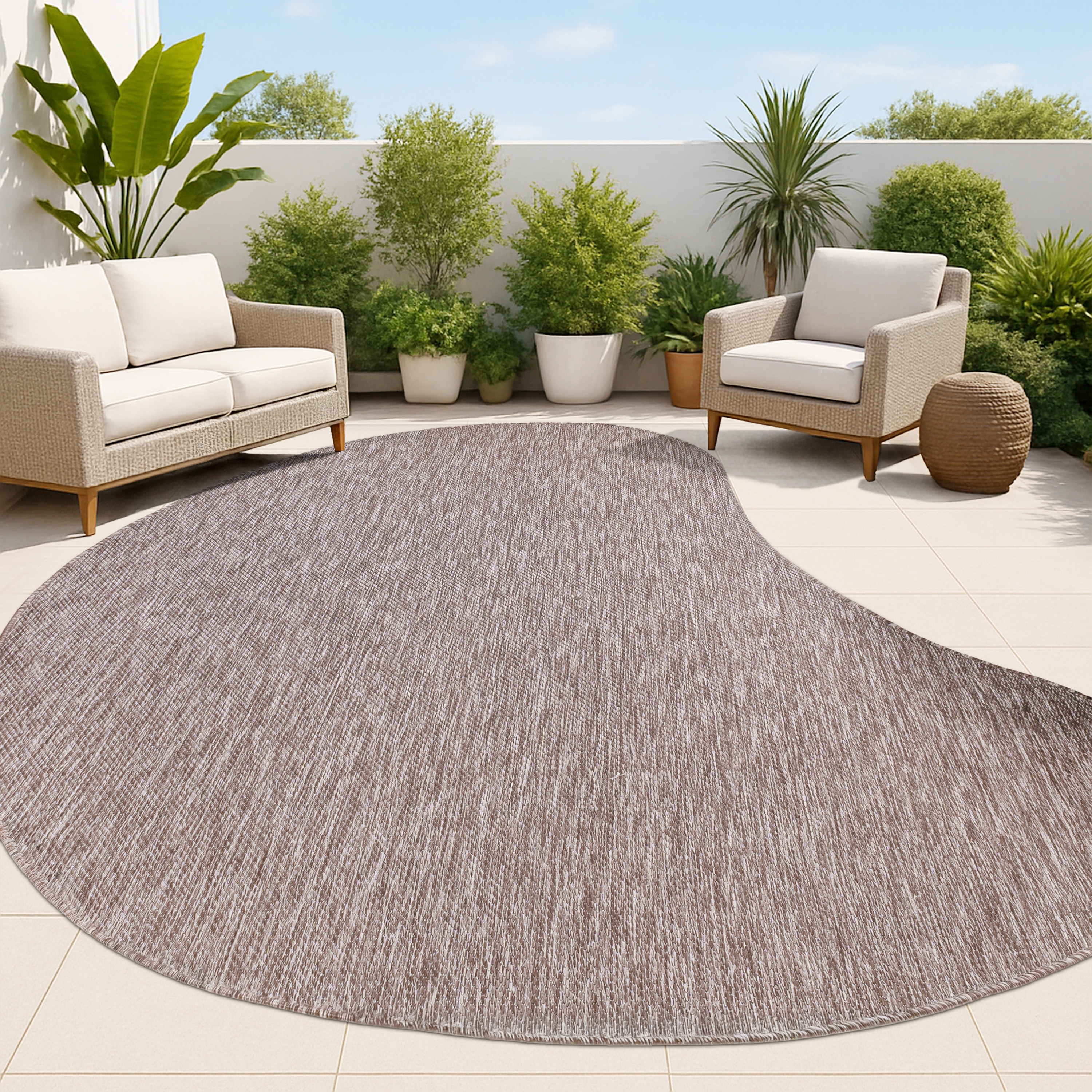 JONATHAN  Y SHP102E-8 SHAPES Evan Rustic Curve 8 x 10 (ft) Loomed Brown Rectangular Indoor/Outdoor Abstract Coastal Pet Friendly Area rug