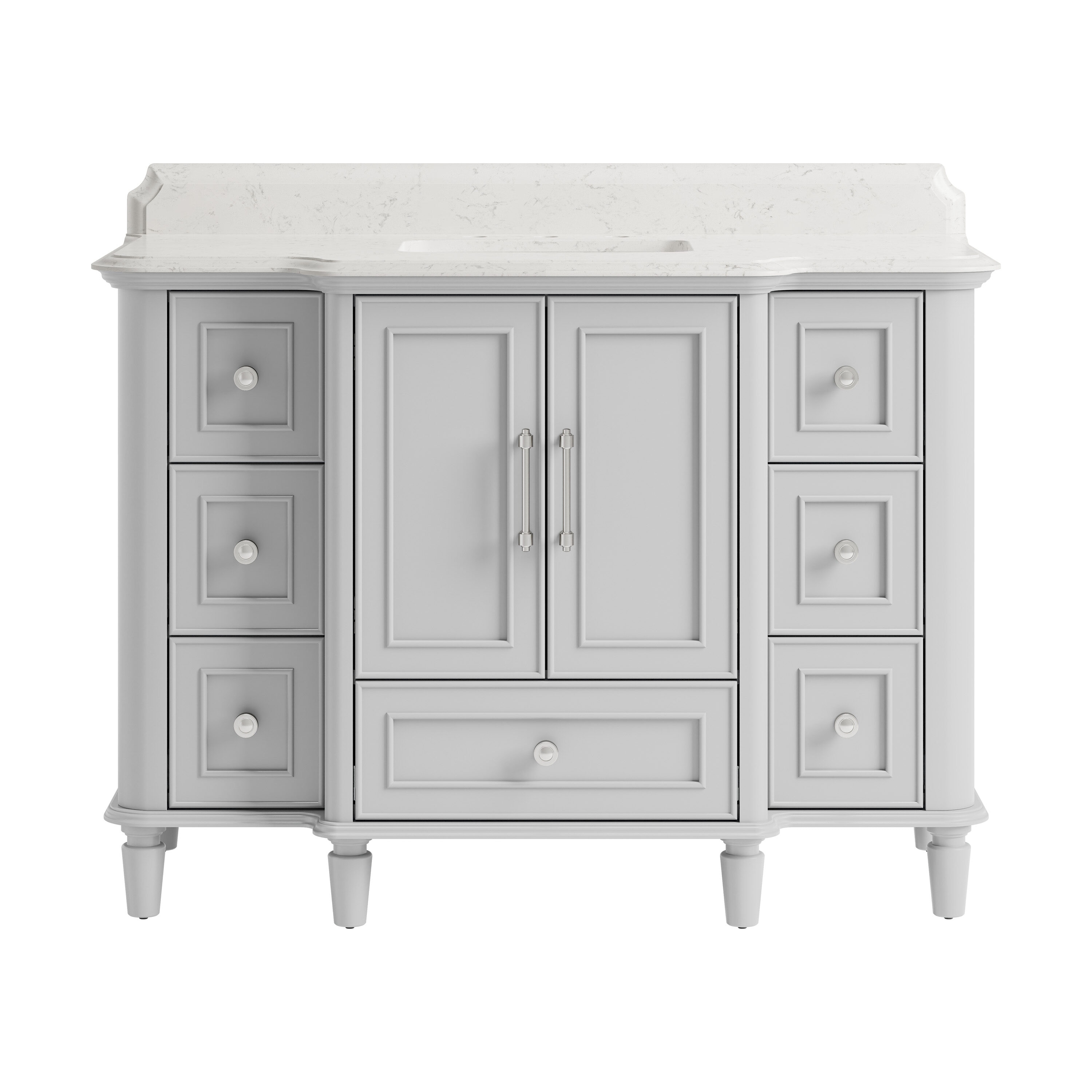 allen + roth Colchester 48-in Light Gray Undermount Single Sink Bathroom Vanity with Ocean White Engineered Stone Top