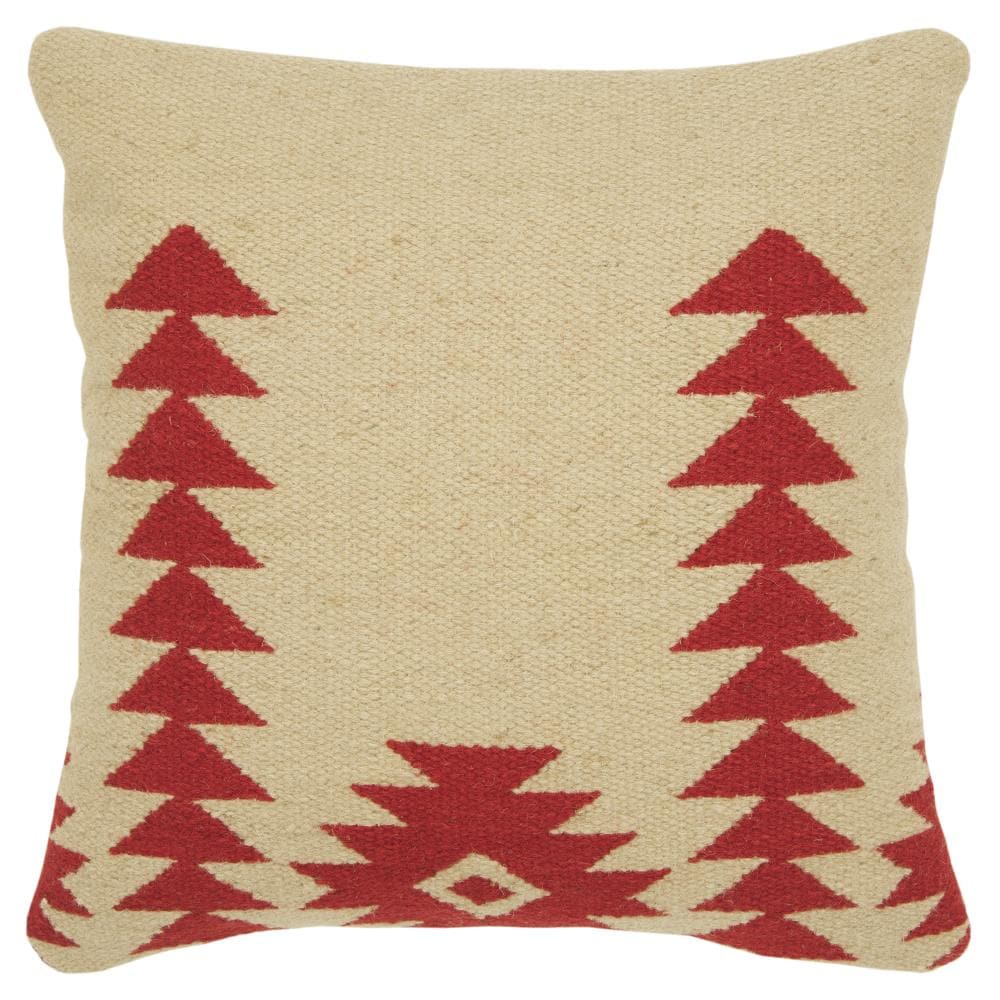 Rizzy Home T14996 Poly filled pillow 18-in x 18-in Red Square Indoor Decorative Pillow