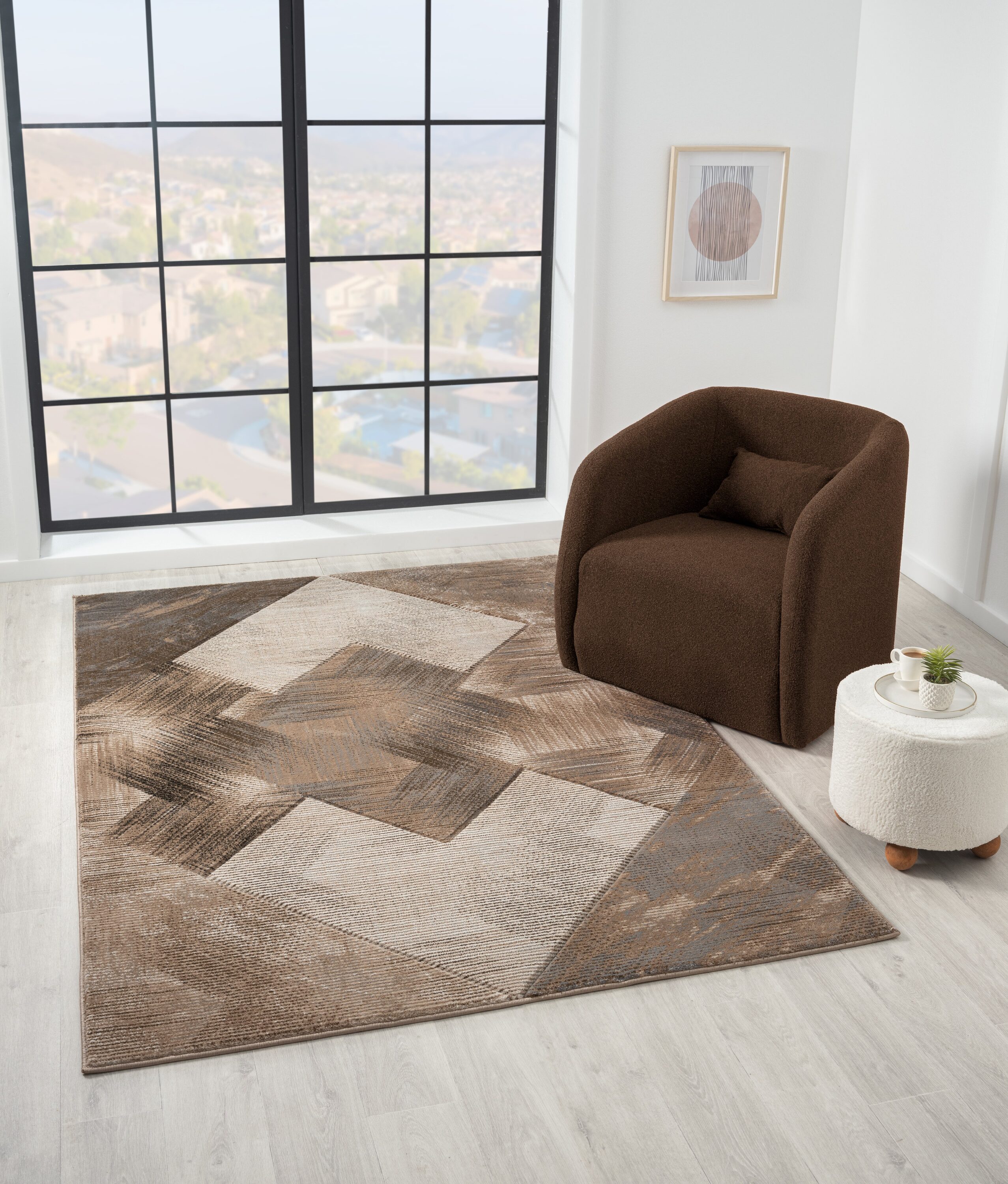 MDA Rugs AX0423 Alexia 2 x 3 (ft) Polypropylene Beige/Brown Rectangular Indoor Geometric Area rug