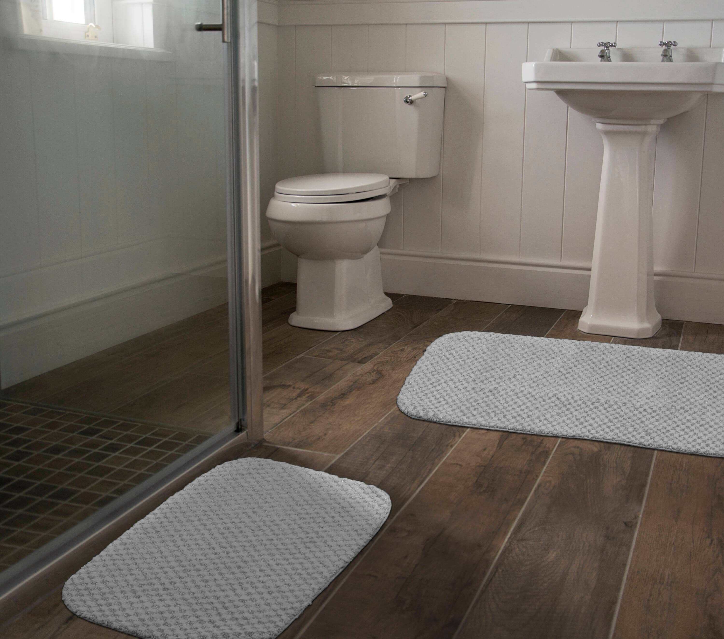 PiccoCasa Absorbent Soft Long Washable Non-Slip Memory Foam Bath Tub Mat  Floor Runner Rug Dark Grey 16 x 47