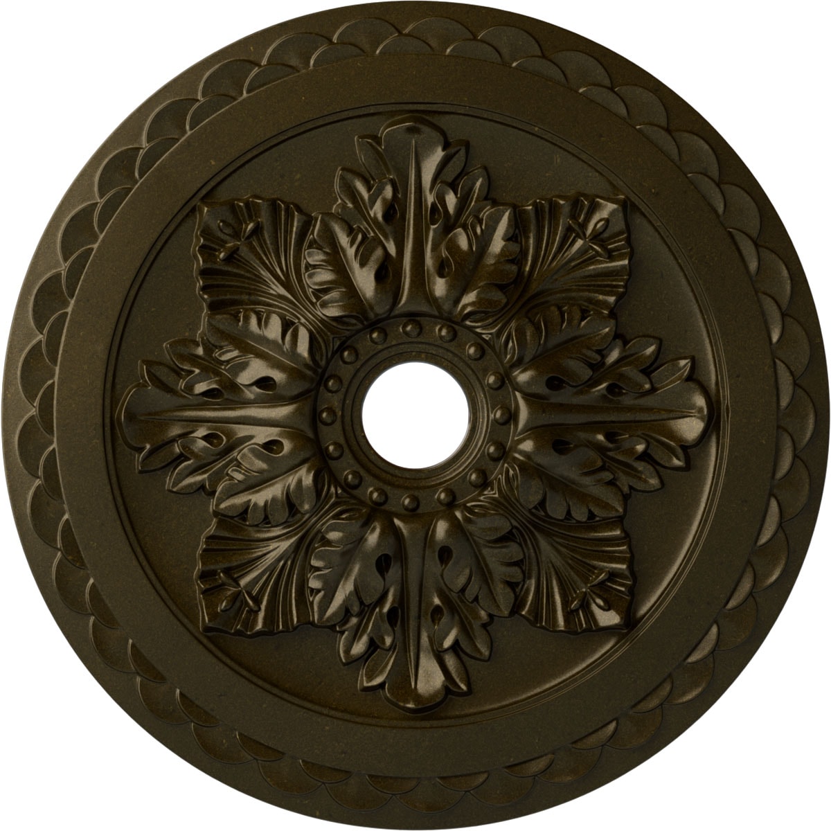 Ekena Millwork CM23BOGGS Bordeaux Deluxe 23.625-in W x 23.625-in L Painted Green Gold Polyurethane Whole Ceiling Medallion