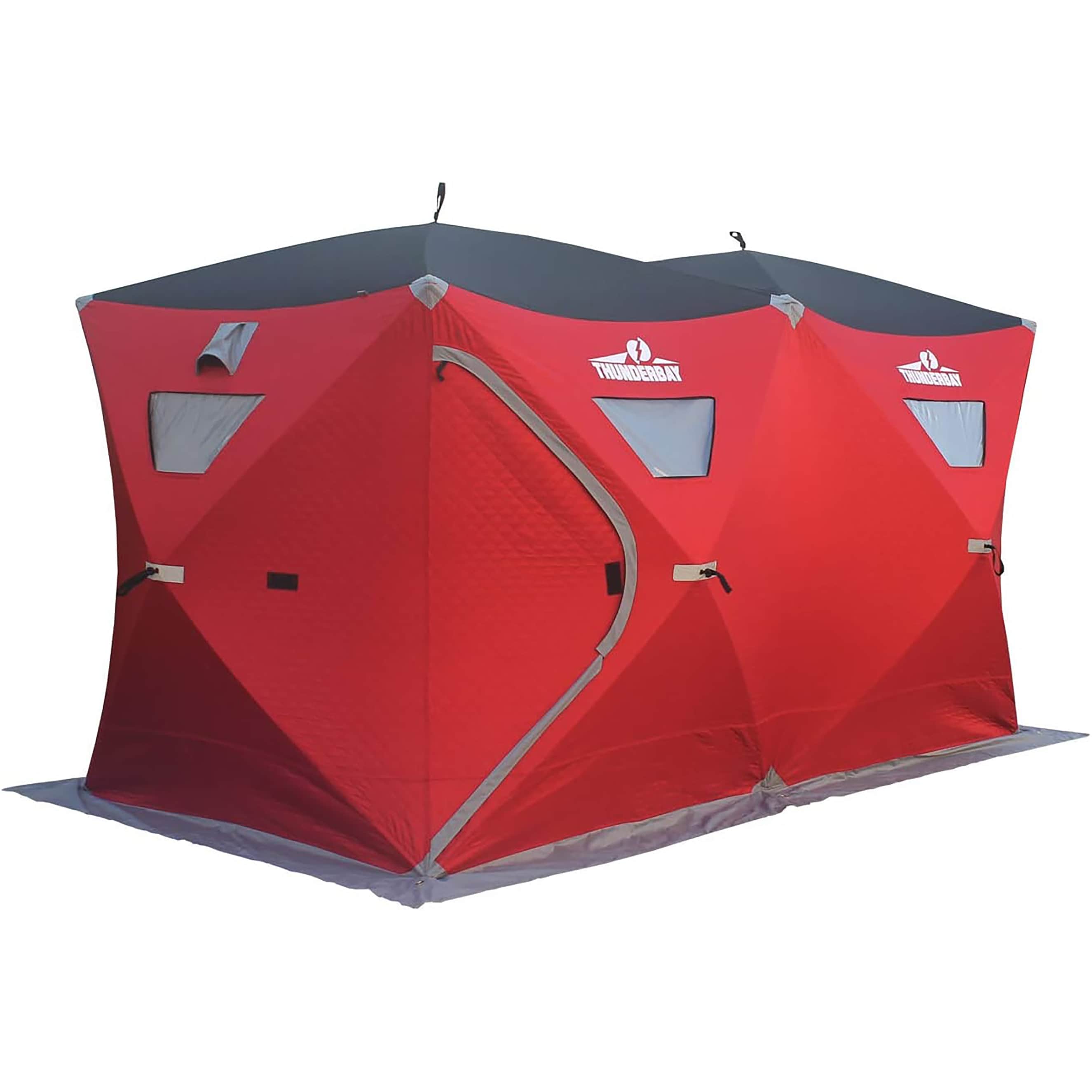 Outsunny 2 Person Insulated Ice Fishing Shelter Pop-Up Portable Ice Fishing  Tent with Carry Bag and Anchors for -22℉, Red