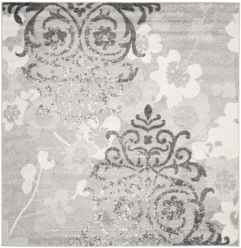 Safavieh ADR114B-9SQ Adirondack Serene 9 x 9 (ft) Loomed Polypropylene Silver/Ivory Square Indoor Damask Coastal Area rug