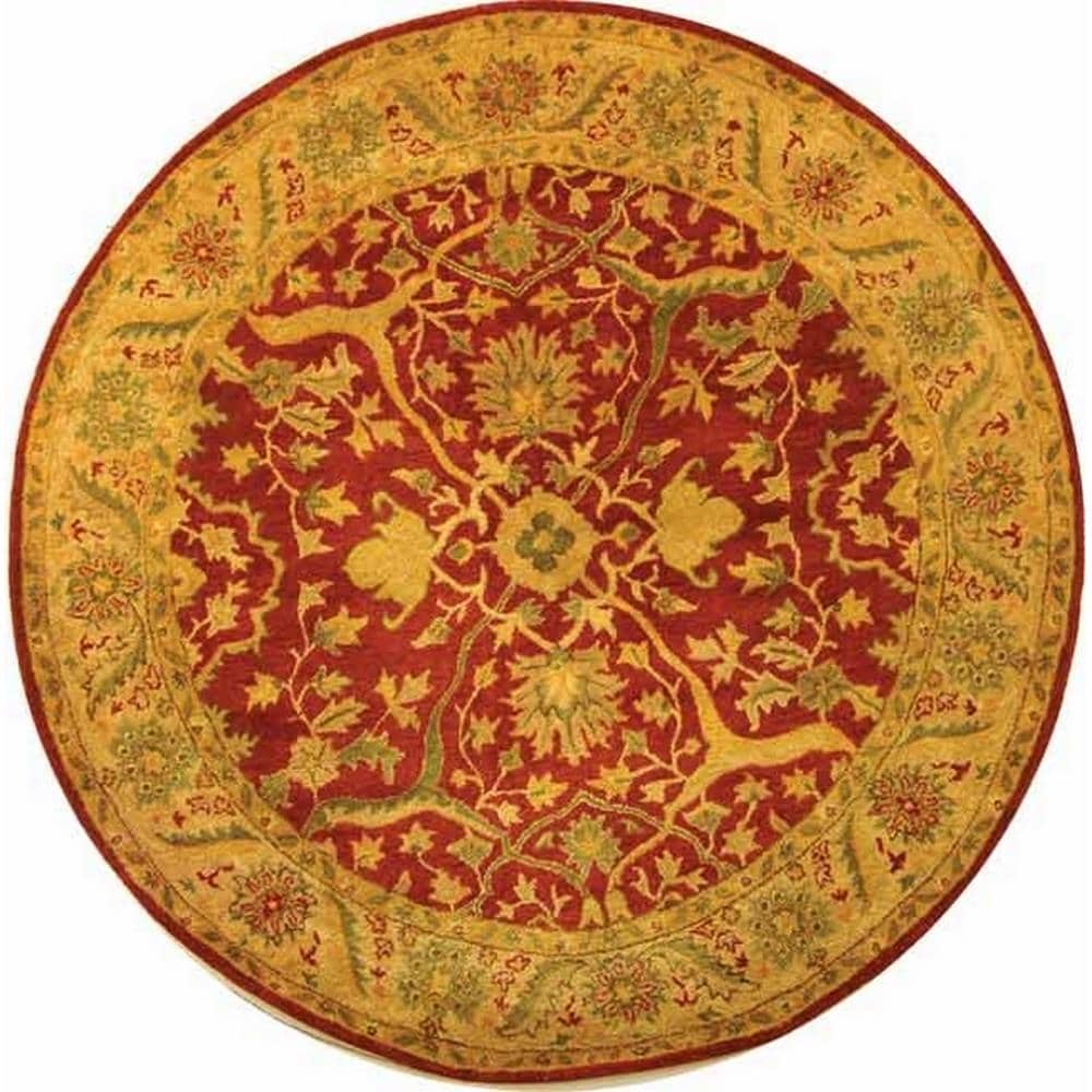 Safavieh AT14C-6R Antiquity Bibika 6 x 6 (ft) Tufted Wool Rust Round Indoor Floral/Botanical Vintage Area rug