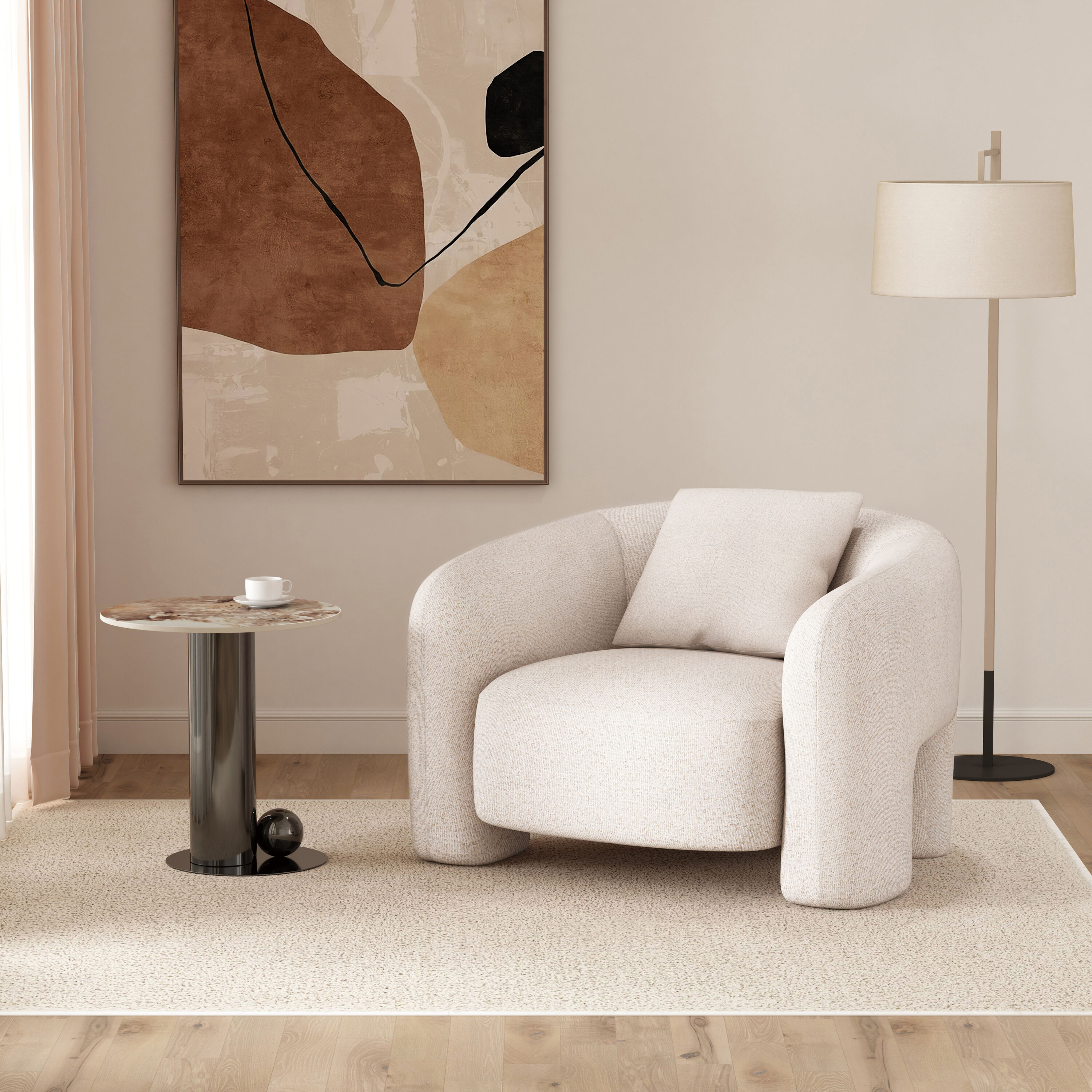 Manhattan Comfort AC070-AN Modern Angora Tweed Accent Chair