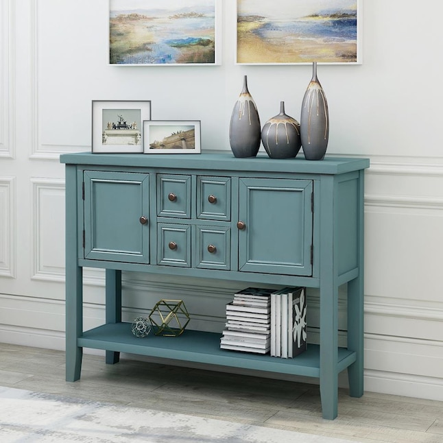 Buffet Sideboard Console Table Modern, Blue Console Table With Shelves