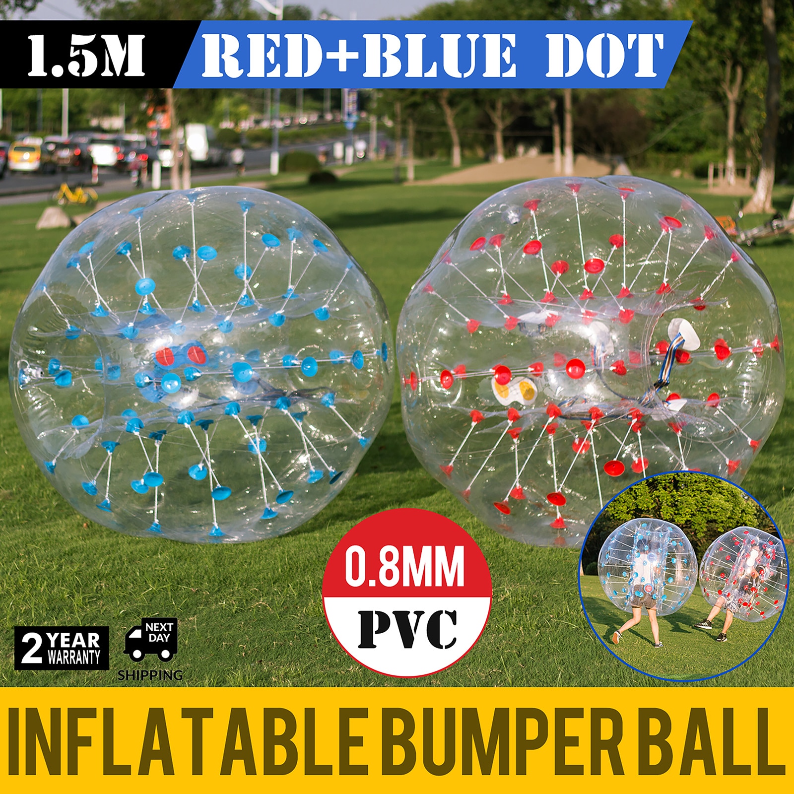 VEVOR Inflatable Bumper Balls 2-Piece Inflatable Body Zorb Ball 5 ft. Bumper  Ball with PVC Material for Backyard,Park,Beach 2X1.5MCQPPQHLD001V0 - The  Home Depot