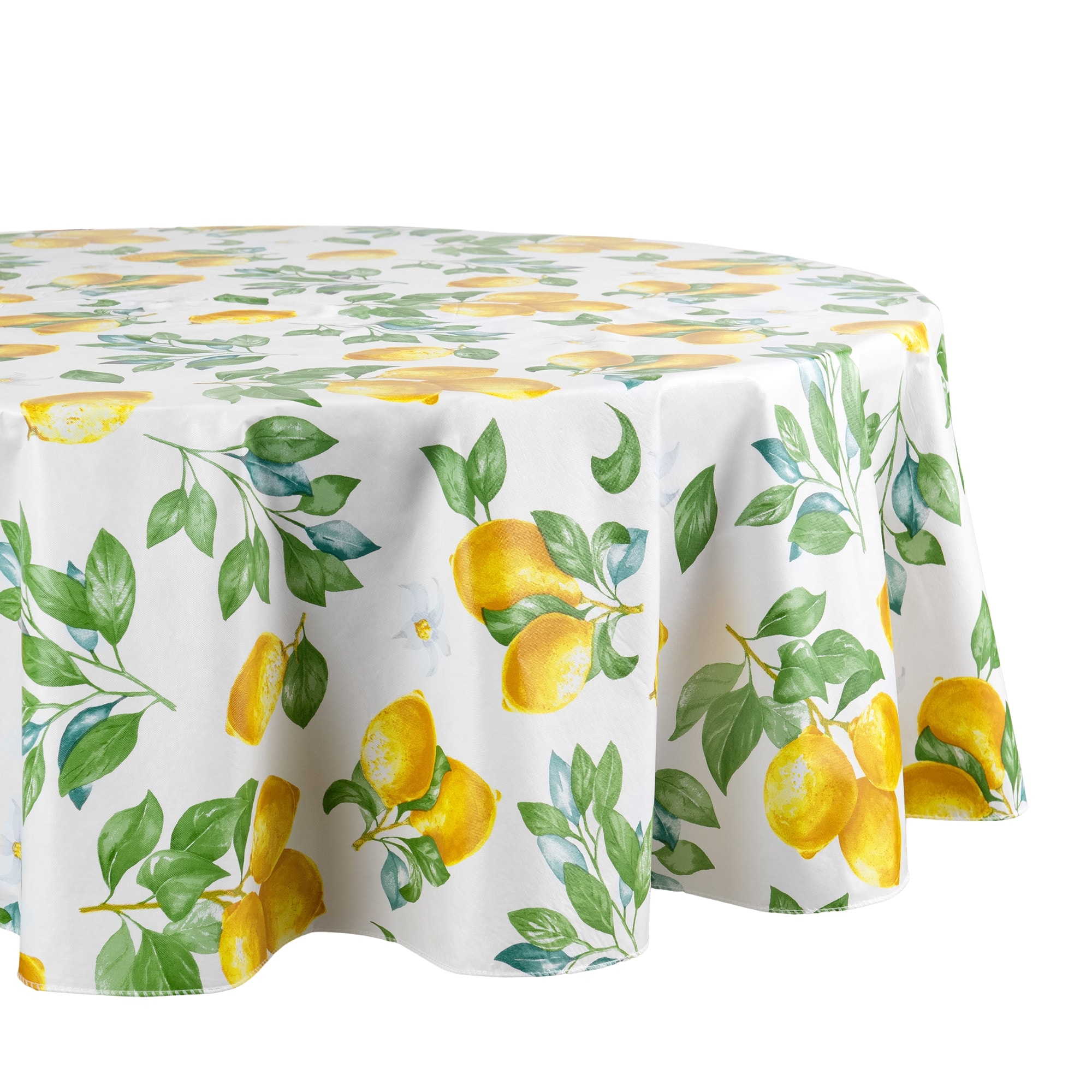 Elrene Home Fashions 194590058593 Vintage Lemon and Citrus Blooms Vinyl 60"x84" Oval Indoor/Outdoor Multicolor Table Cover for 6-ft rectangle
