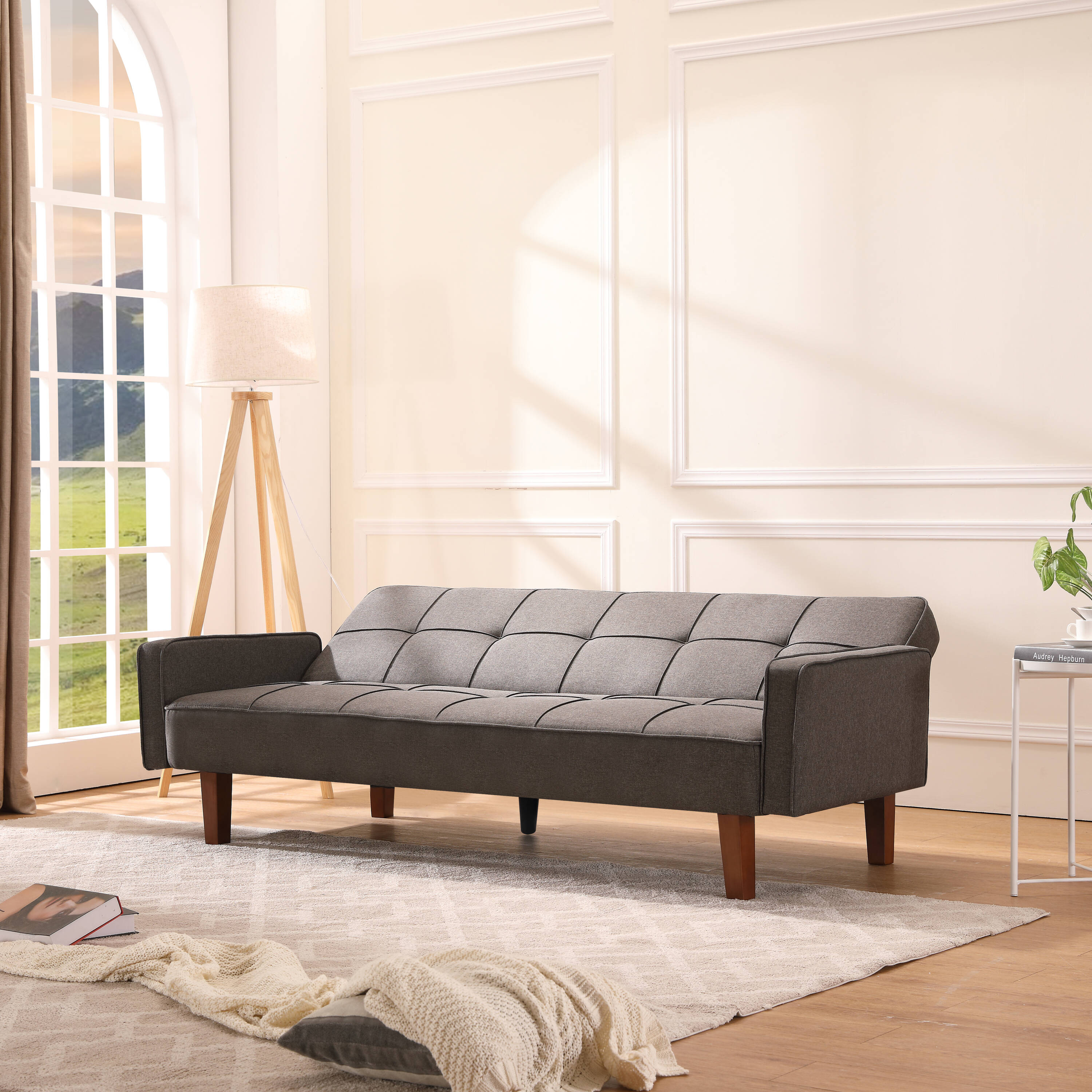 Runesay Sofa Bed Grey Contemporary/Modern Velvet Twin Sofa Bed In The ...