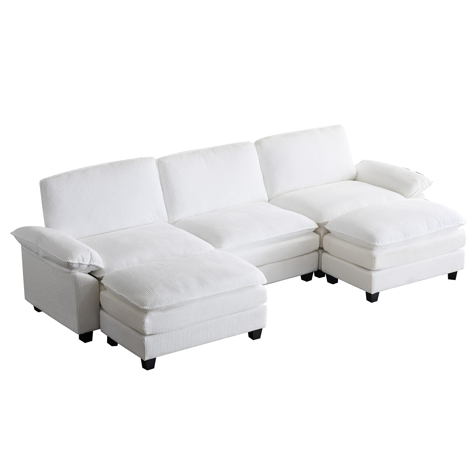Outopee LO1G98000280X2+81 122.05-in W Modern Off-white Sectional with Slipcover