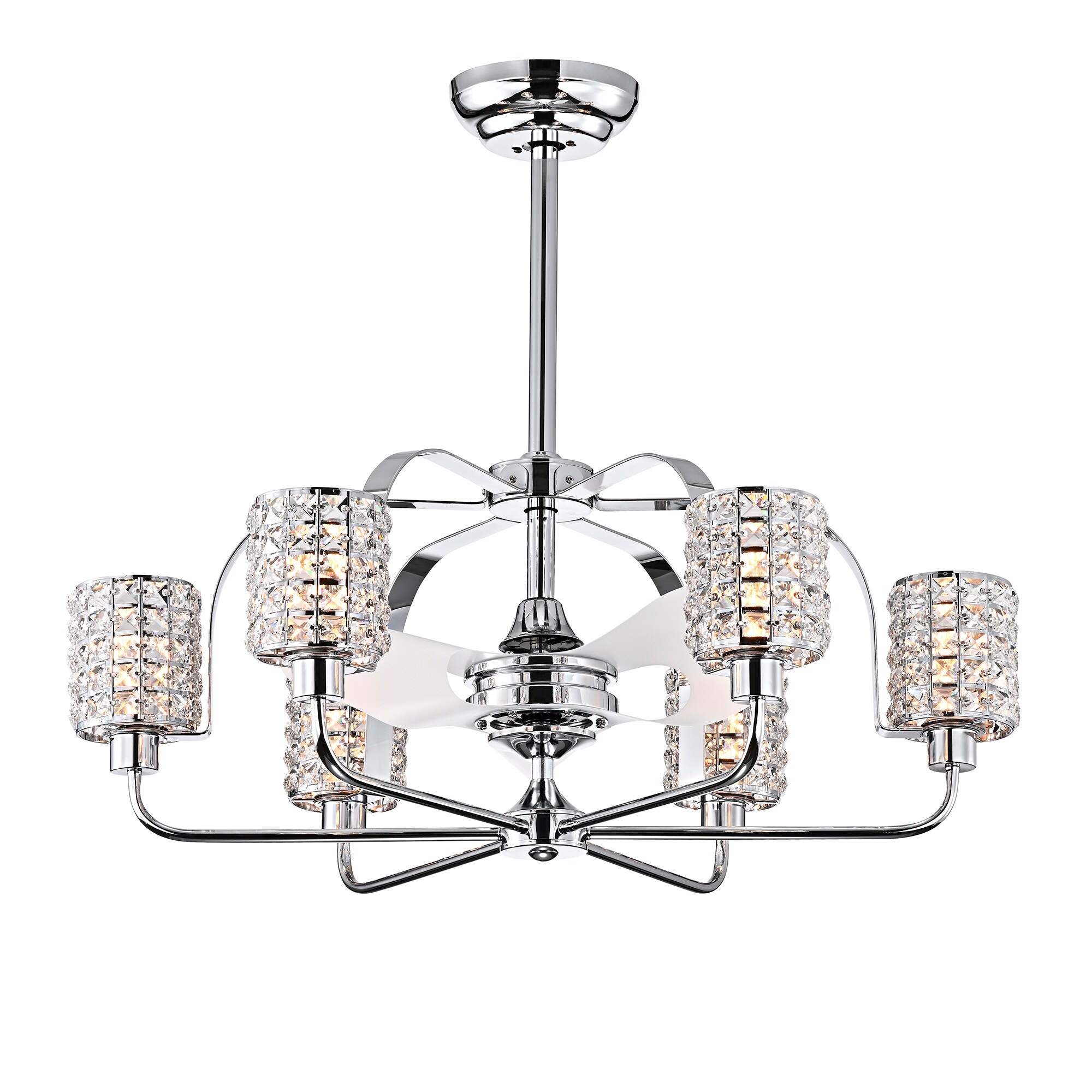 Home Accessories Inc CFL-8482CH 30-in Chrome with PP plastic Blades Fandelier Ceiling Fan With Light - Remote Included ( 3 -Blade )