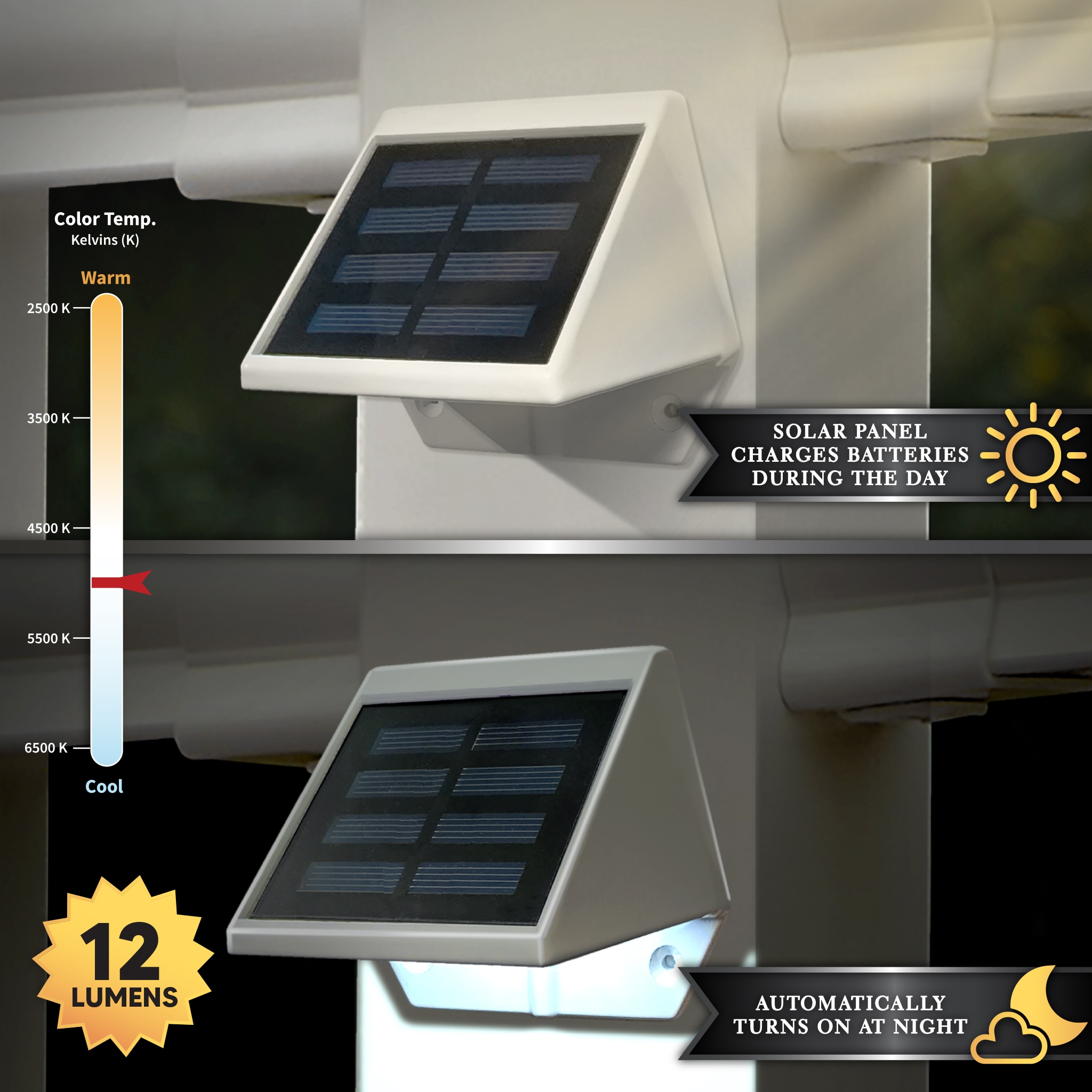 White Aluminum Solar LED Dusk-to-Dawn Post Cap Light