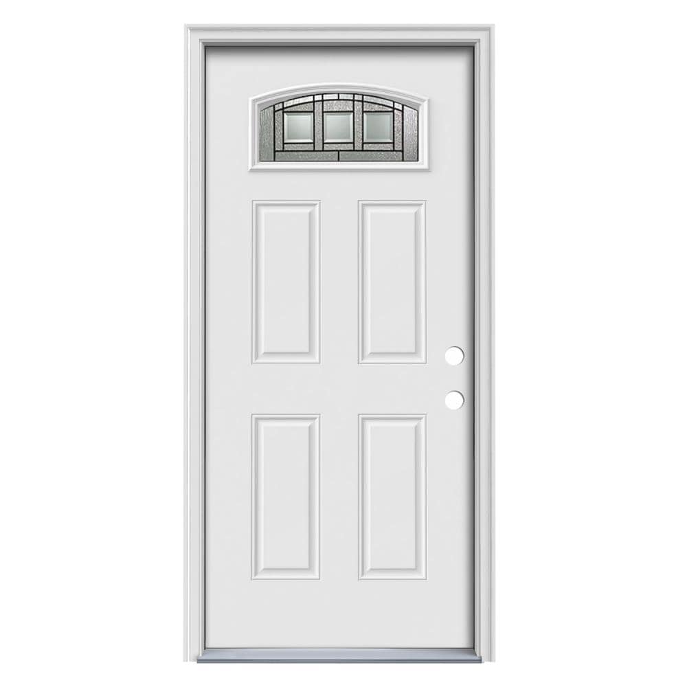 Therma-Tru TTBS629204 Craftsman 36-in x 80-in x Steel 1/4 lite Left-hand inswing Ready to paint Unfinished Prehung Single door Front Door with Brickmould Insulating core Decorative glass