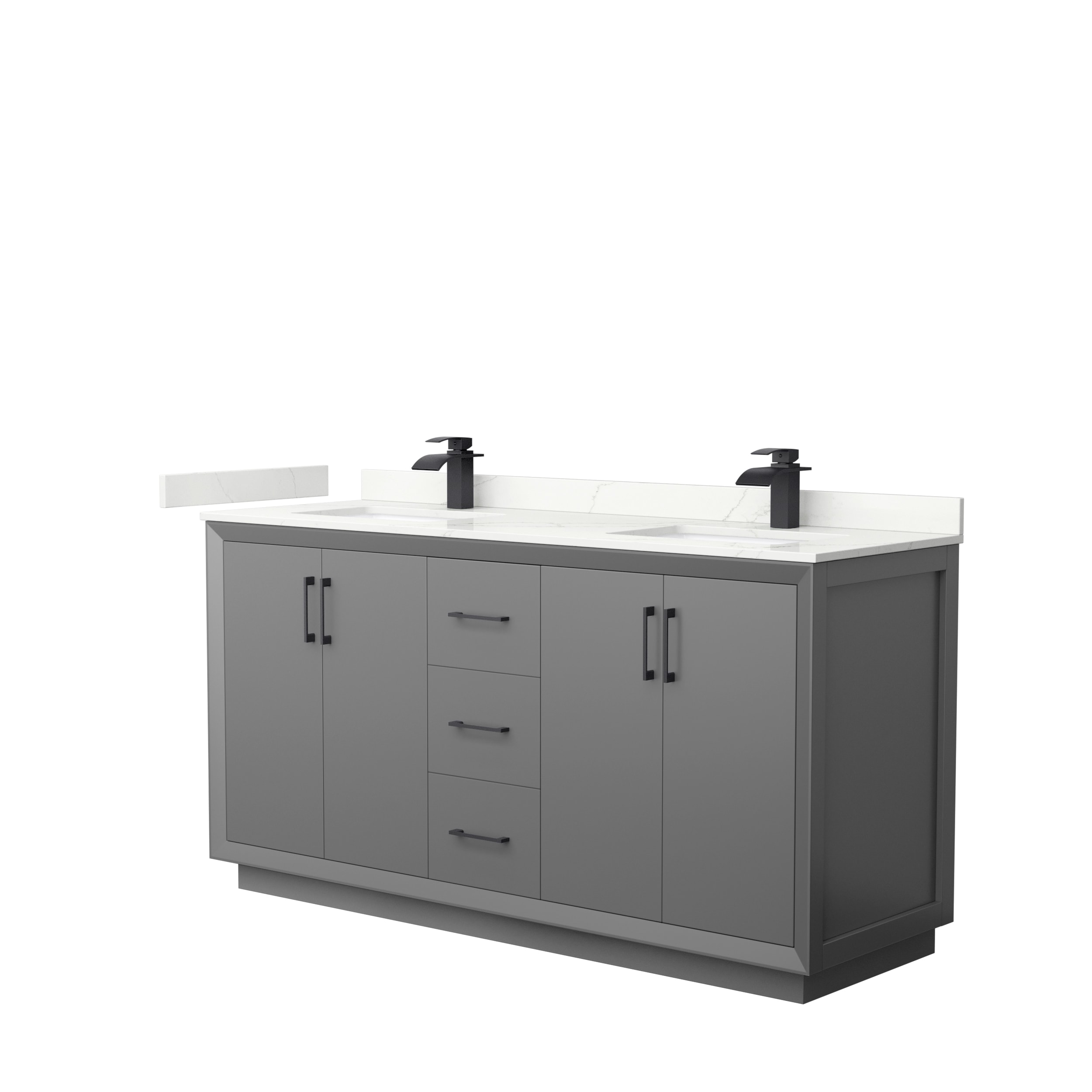 Wyndham Collection WCF414166DGBGTUNSMXX Strada 66-in Dark Gray Undermount Double Sink Bathroom Vanity with Giotto Quartz Top