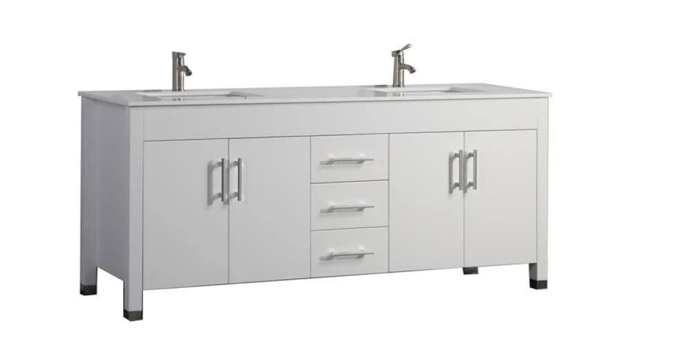 MTD Vanities MTD-8128DW-N 71-in White Undermount Double Sink Bathroom Vanity with White Engineered Stone Top