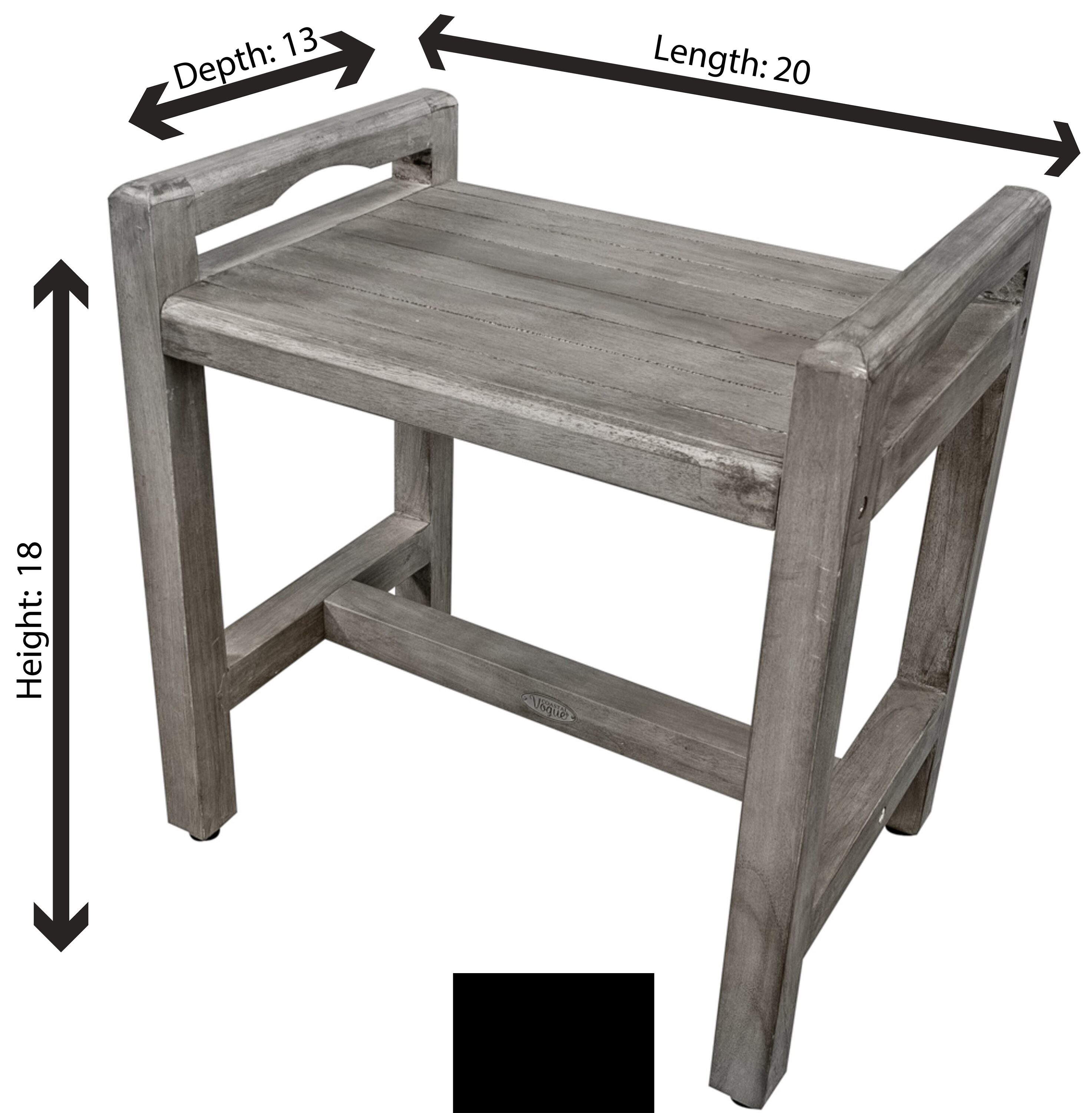 Antique Grey Teak Shower Bench with LiftAide Arms