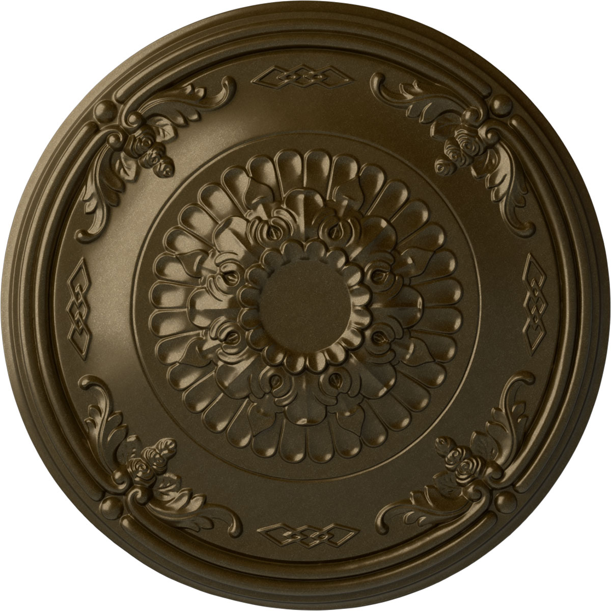 Ekena Millwork CM27ATBRS Athens 26.25-in W x 26.25-in L Painted Brass Polyurethane Whole Ceiling Medallion