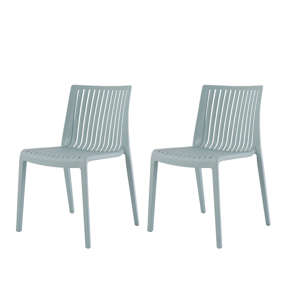 Baby Blue Resin Stackable Armless Patio Dining Chairs