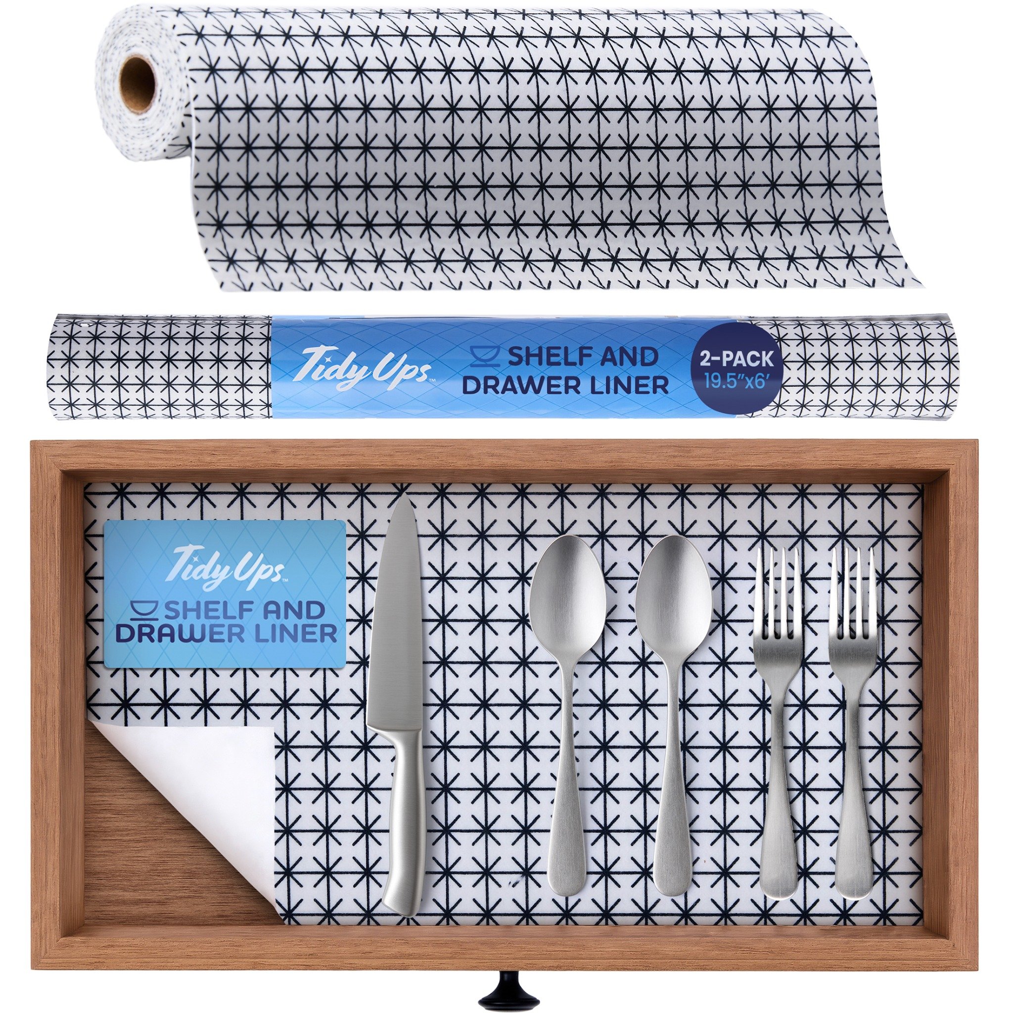 TidyUps 19.5-in x 6-ft Midnight Grid Shelf liner