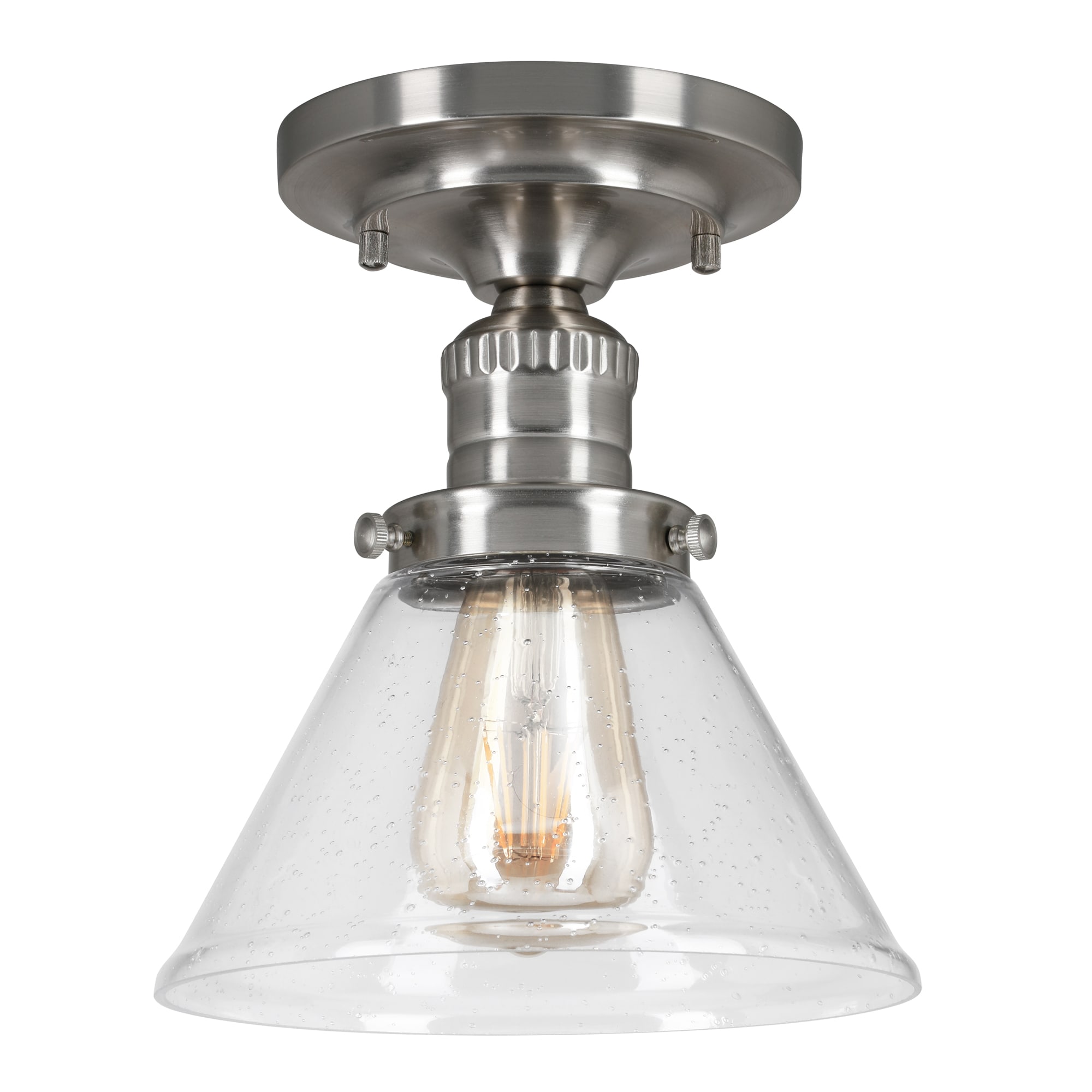 Design House 589069-SN Augustin 1 -Light 7.88-in Satin Nickel Semi Flush Mount Light