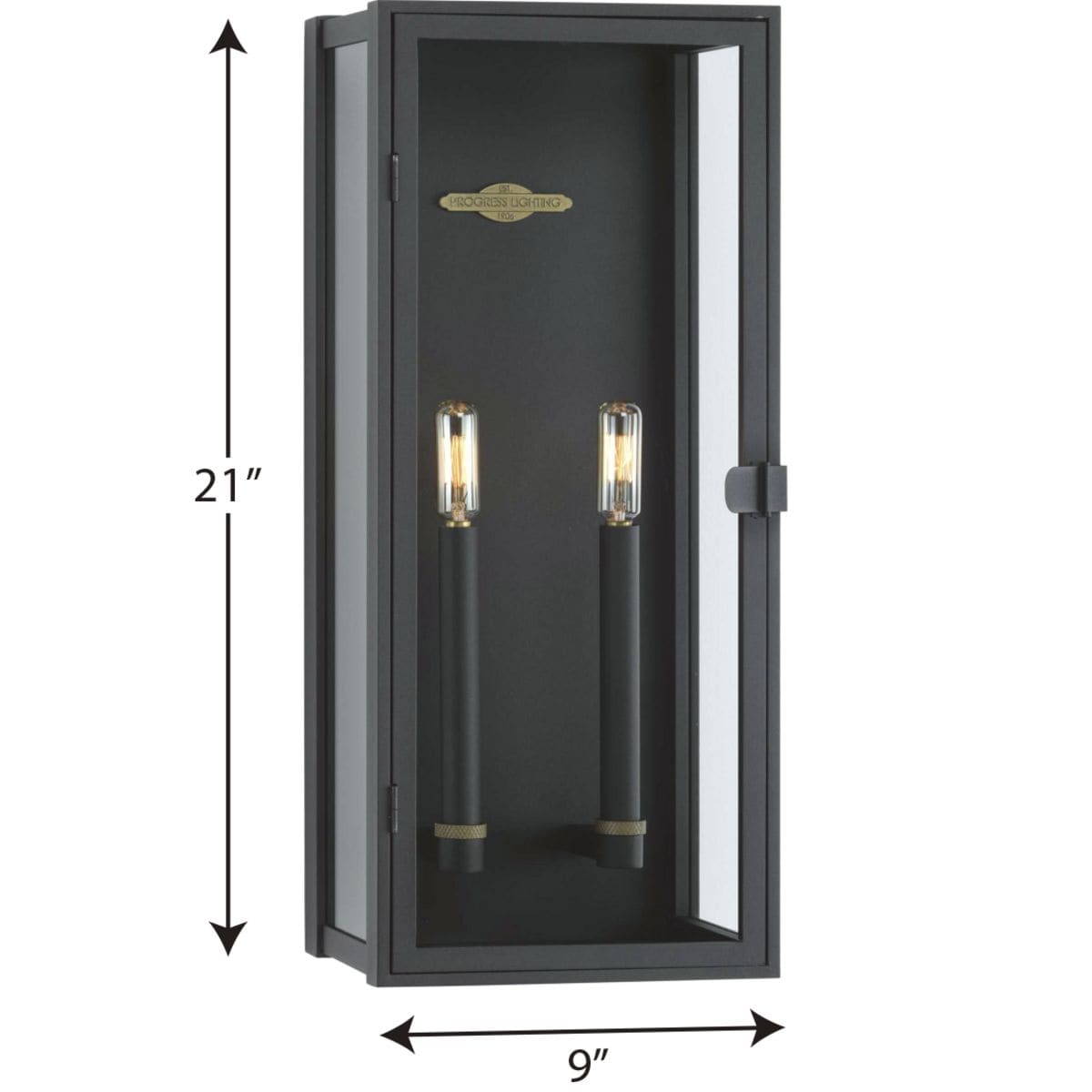 Stature Textured Black 2-Light Outdoor Wall Lantern with Clear Glass