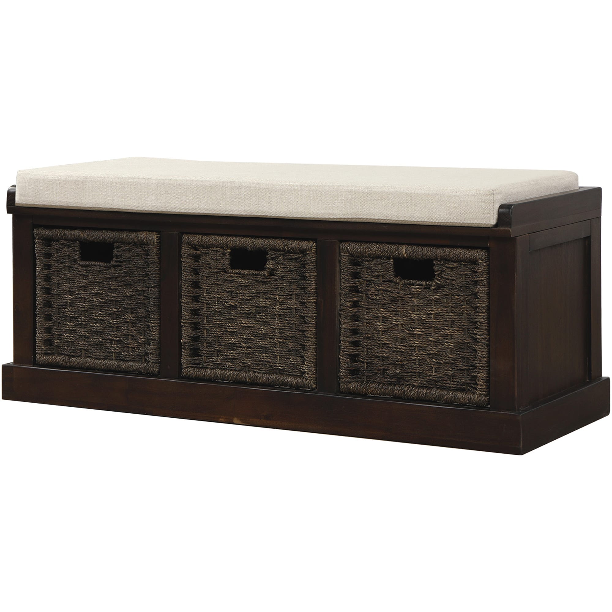 SINOFURN SYA330016BN Rustic Brown Accent Bench with Storage 43.7-in x 15.7-in x 17-in