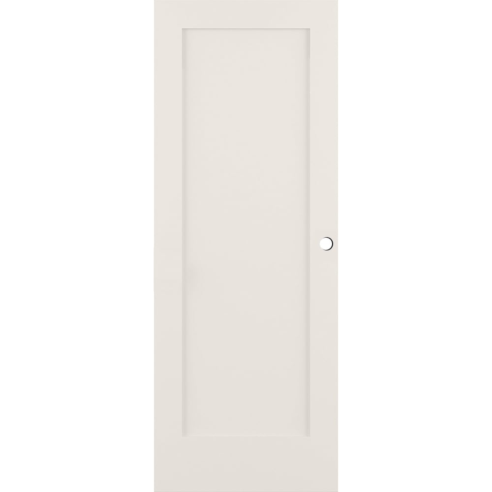 RELIABILT LO611754 Shaker 28-in x 80-in Moderne White 1-panel square Smooth Solid core Prefinished Pine Wood Slab Door with Lockset Bore