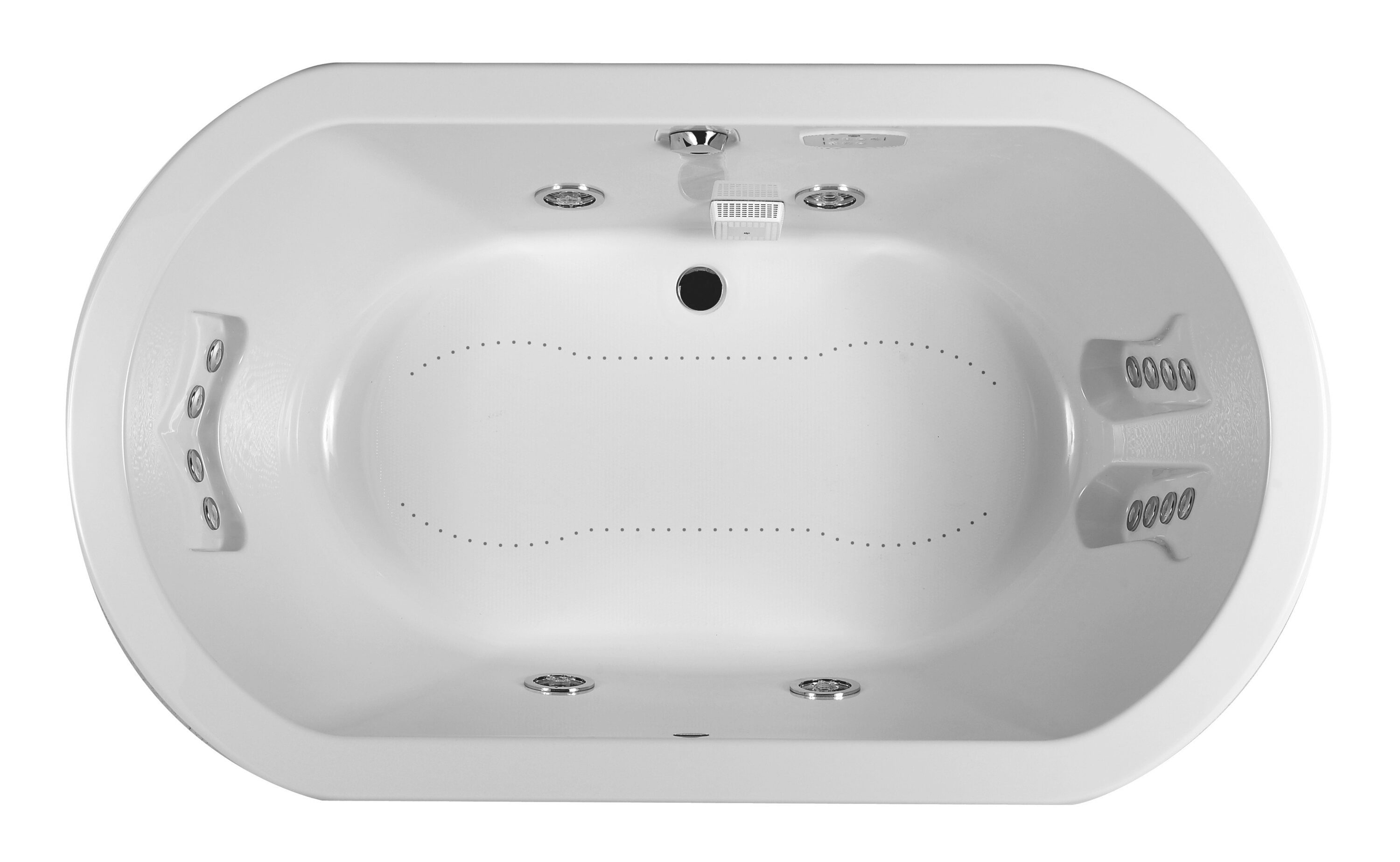 Anza 36-in x 66-in White Acrylic Oval Drop-In Whirlpool and Air Bath Combination Tub (Center Drain) | - Jacuzzi ANZ6636CCR4CWW