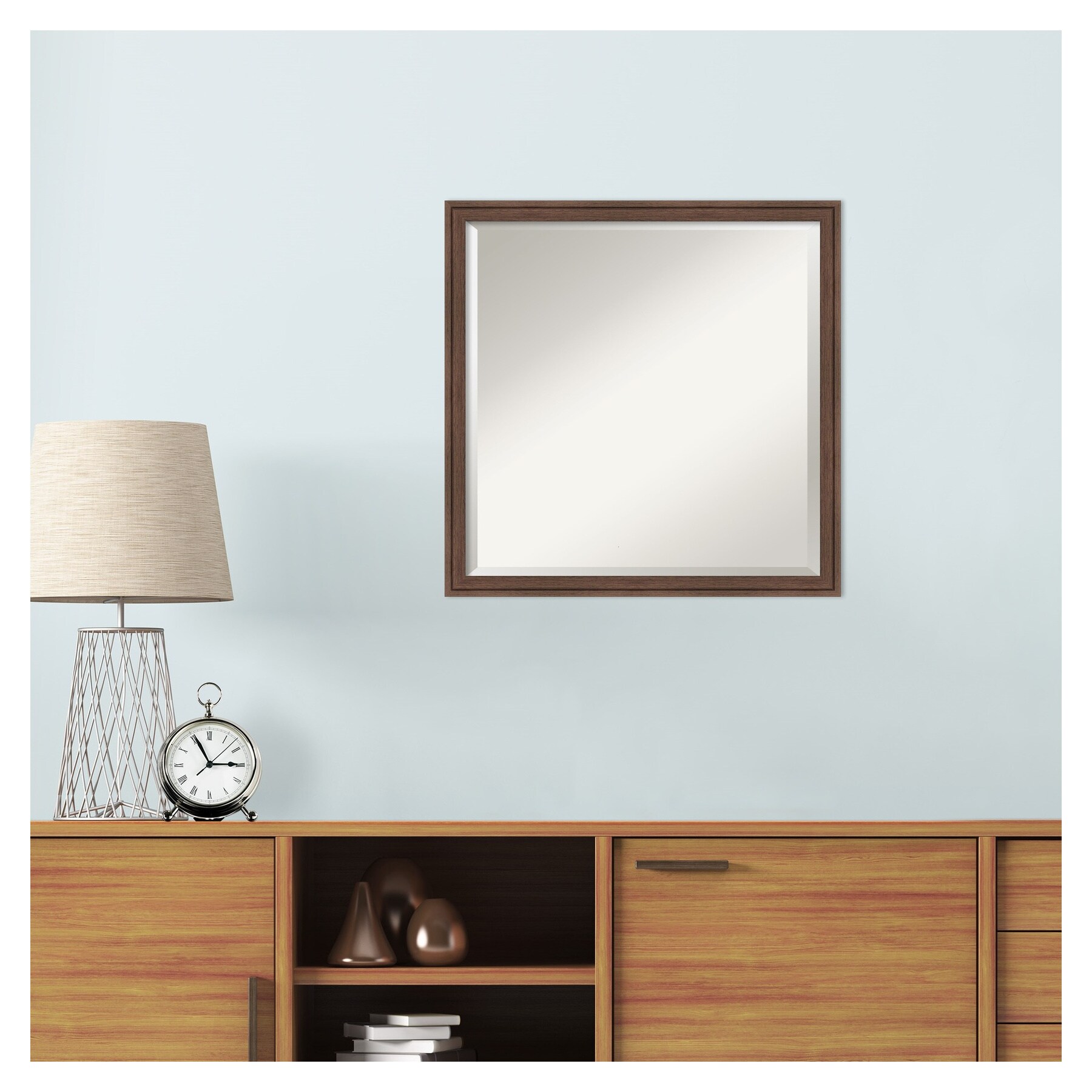 Florence Medium Brown Square Wood Framed Wall Mirror